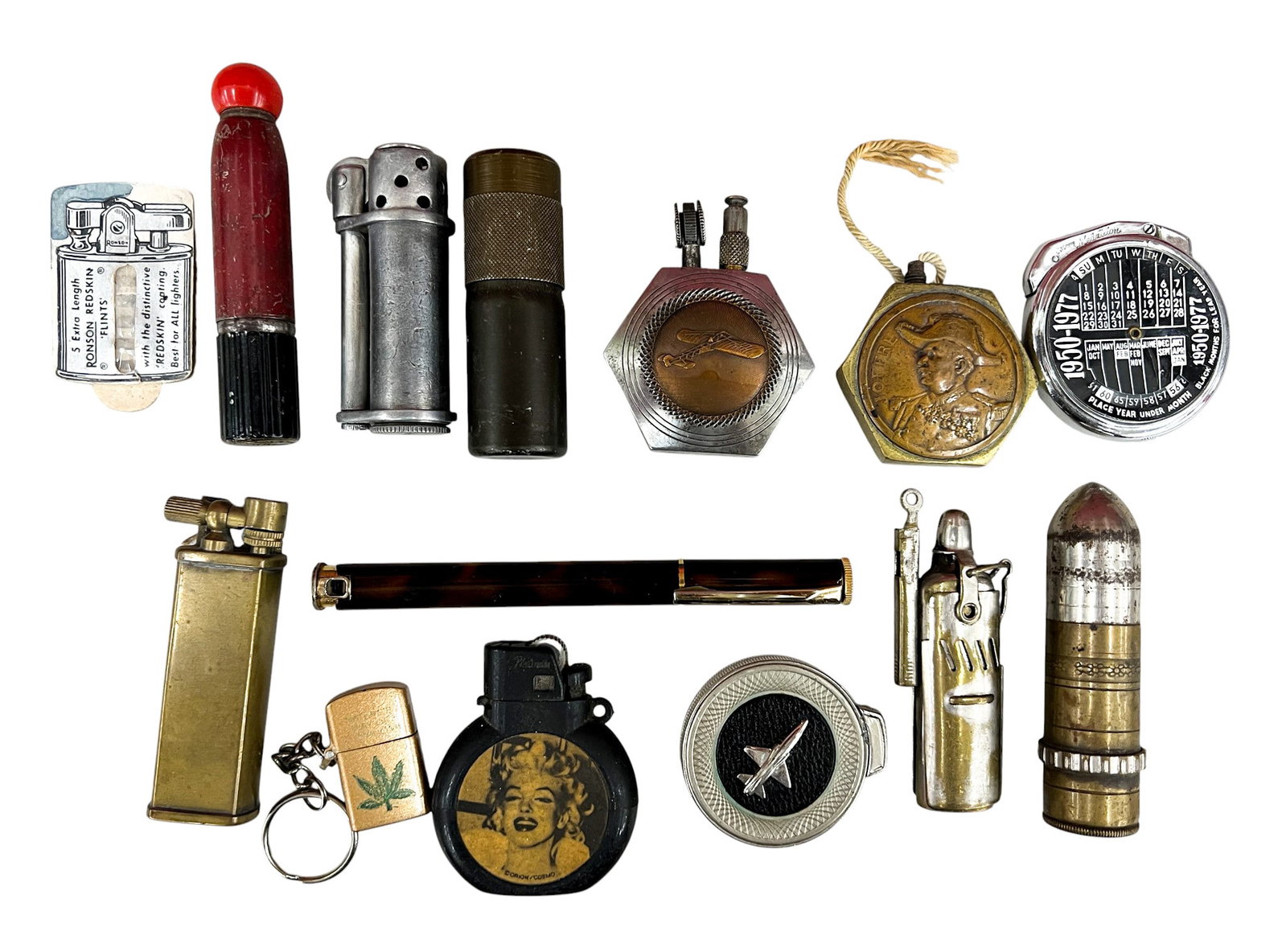 14pc Vintage Trench Lighters, Bullet Lighters etc. (1 of 1)