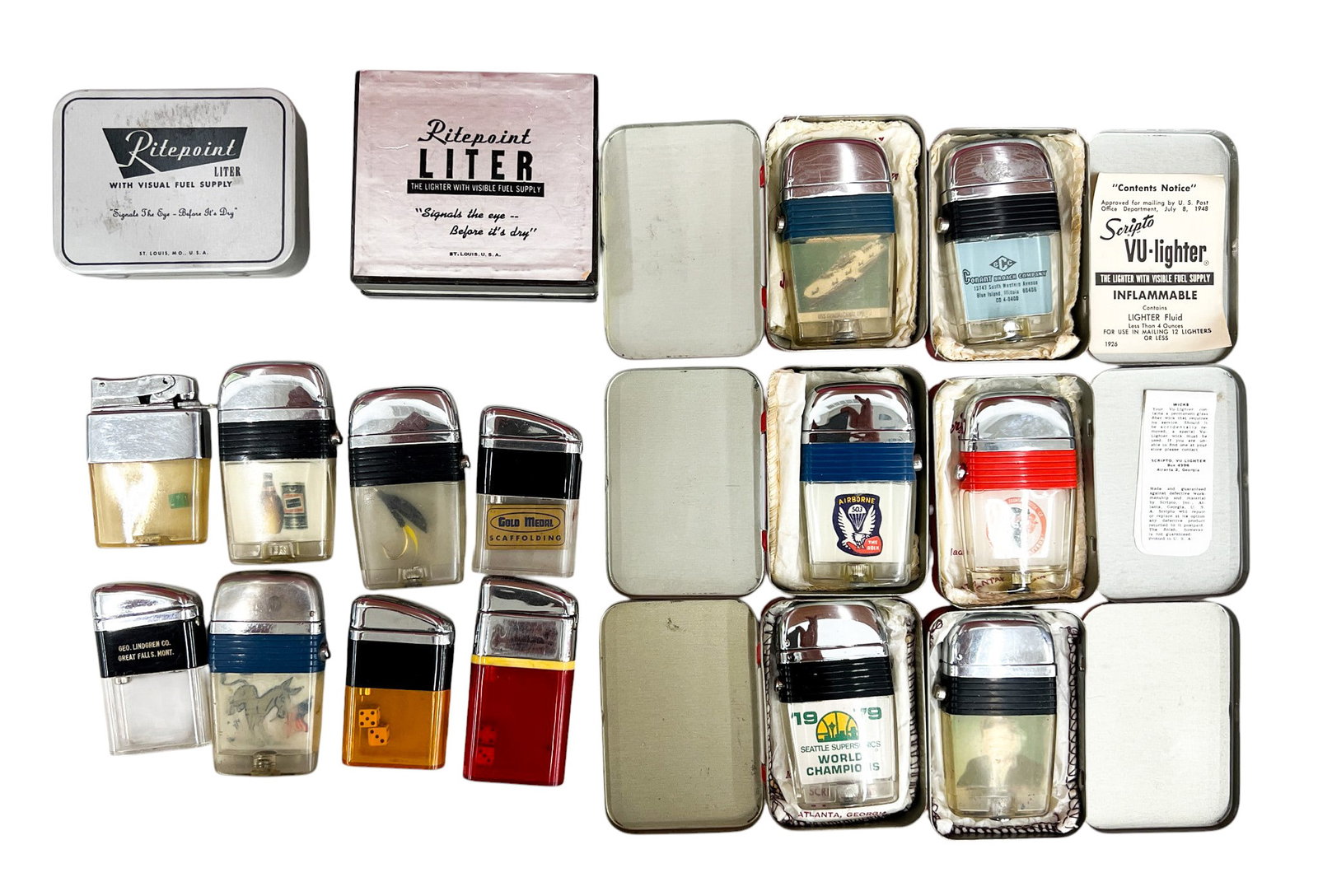 14pc Vintage Vu-Lighters & Ritepoint Lighters (1 of 1)