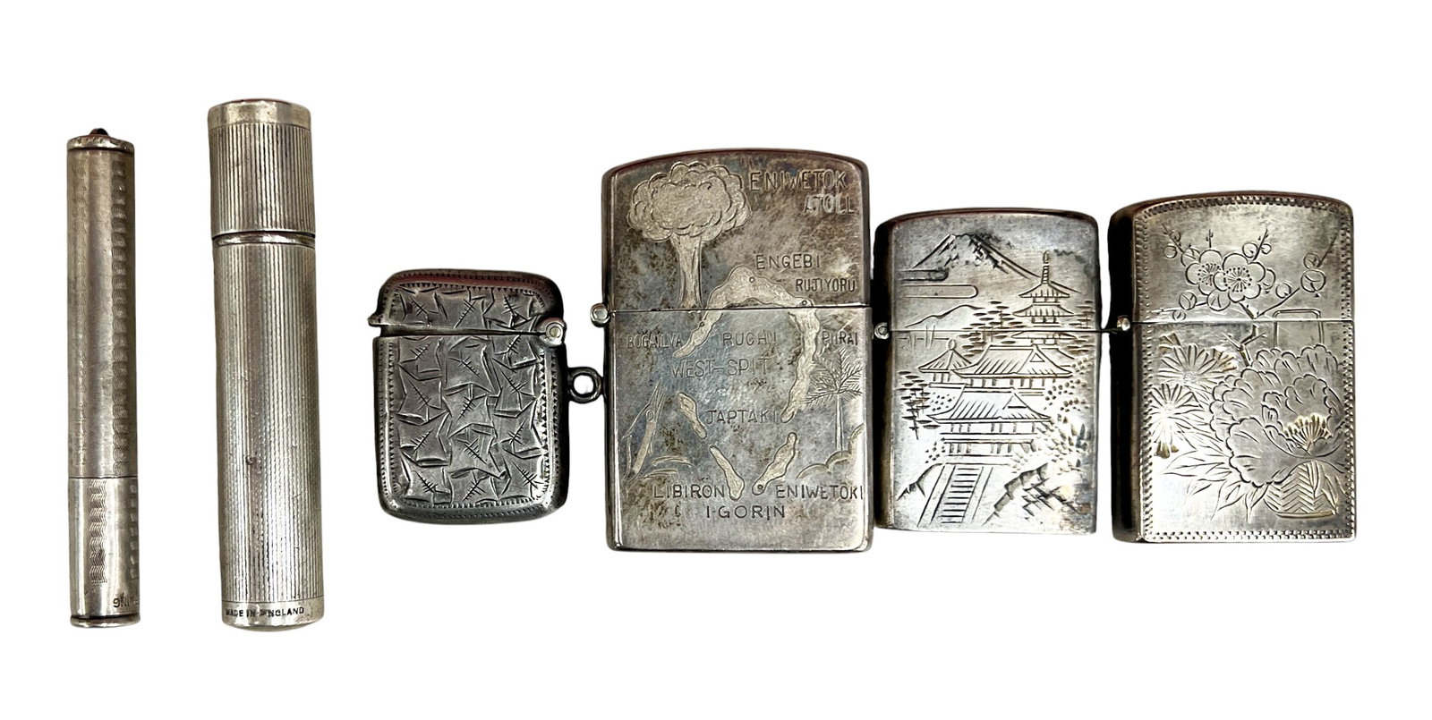 6pc Sterling, 950 Silver Lighters 183g TW (1 of 1)