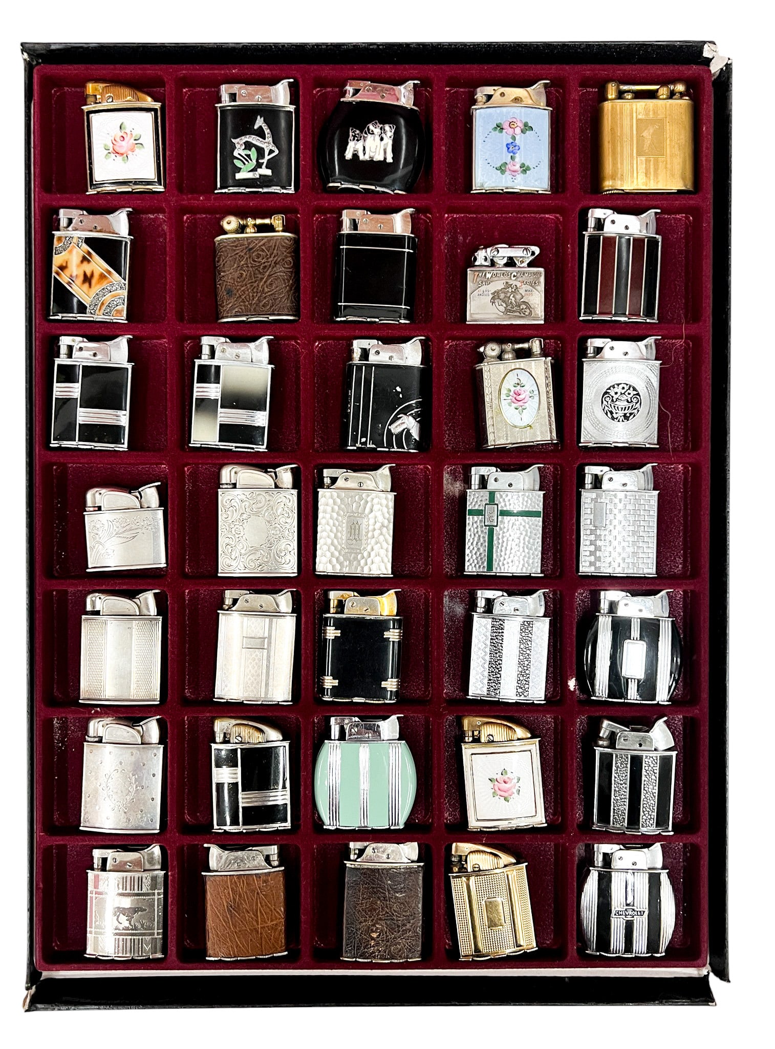 35pc Vintage Art Deco Lighters w Display Box (1 of 1)