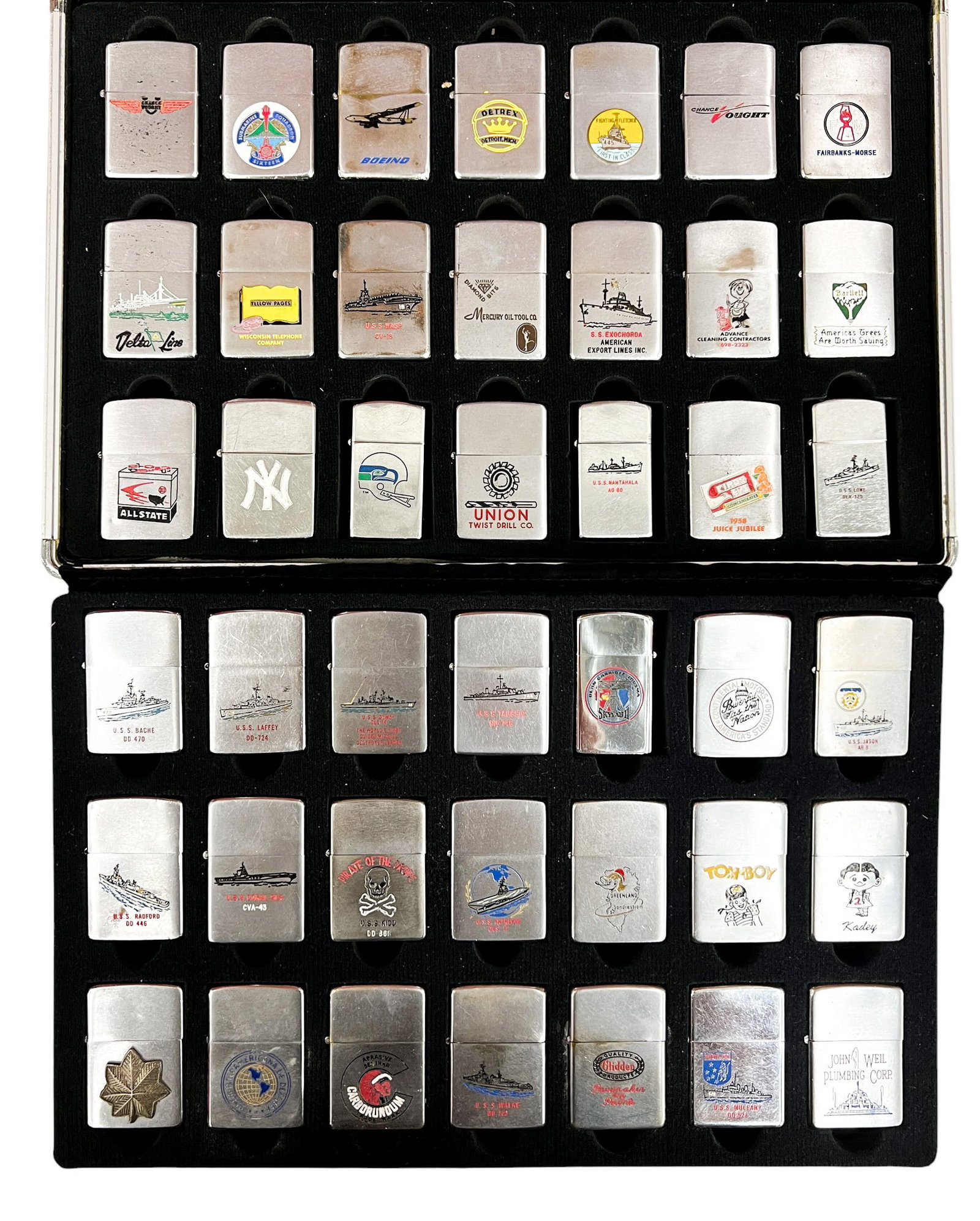 42pc Vintage Zippo Lighters w Carrying Case (1 of 1)