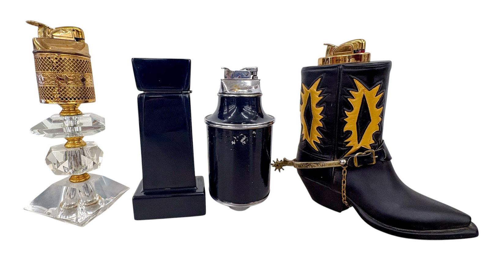 11pc Vintage Chess & Cowboy Tabletop Lighters etc. - 2