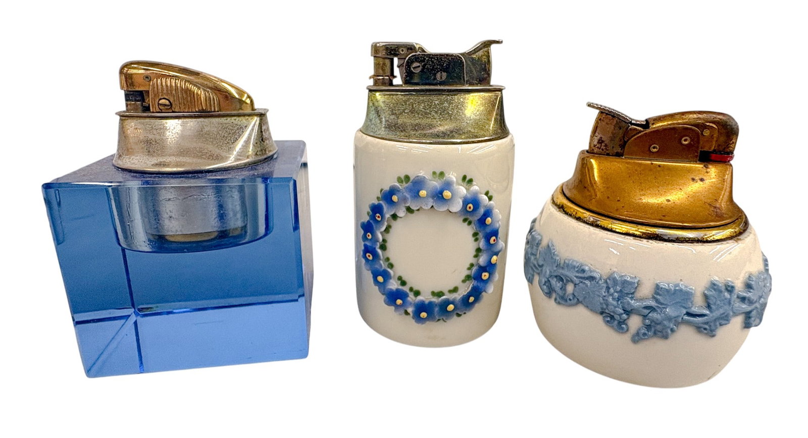 14pc Vintage Ceramic & Glass Tabletop Lighters etc. - 4