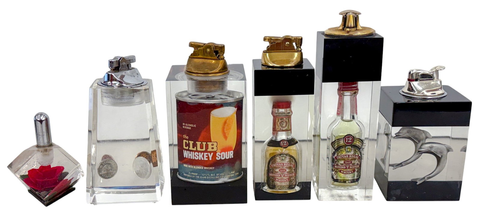 6pc Vintage Acrylic Encased Tabletop Lighters (1 of 4)