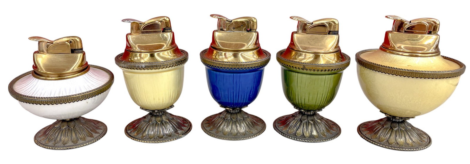 5pc Vintage Guilloche Tabletop Lighters (1 of 1)
