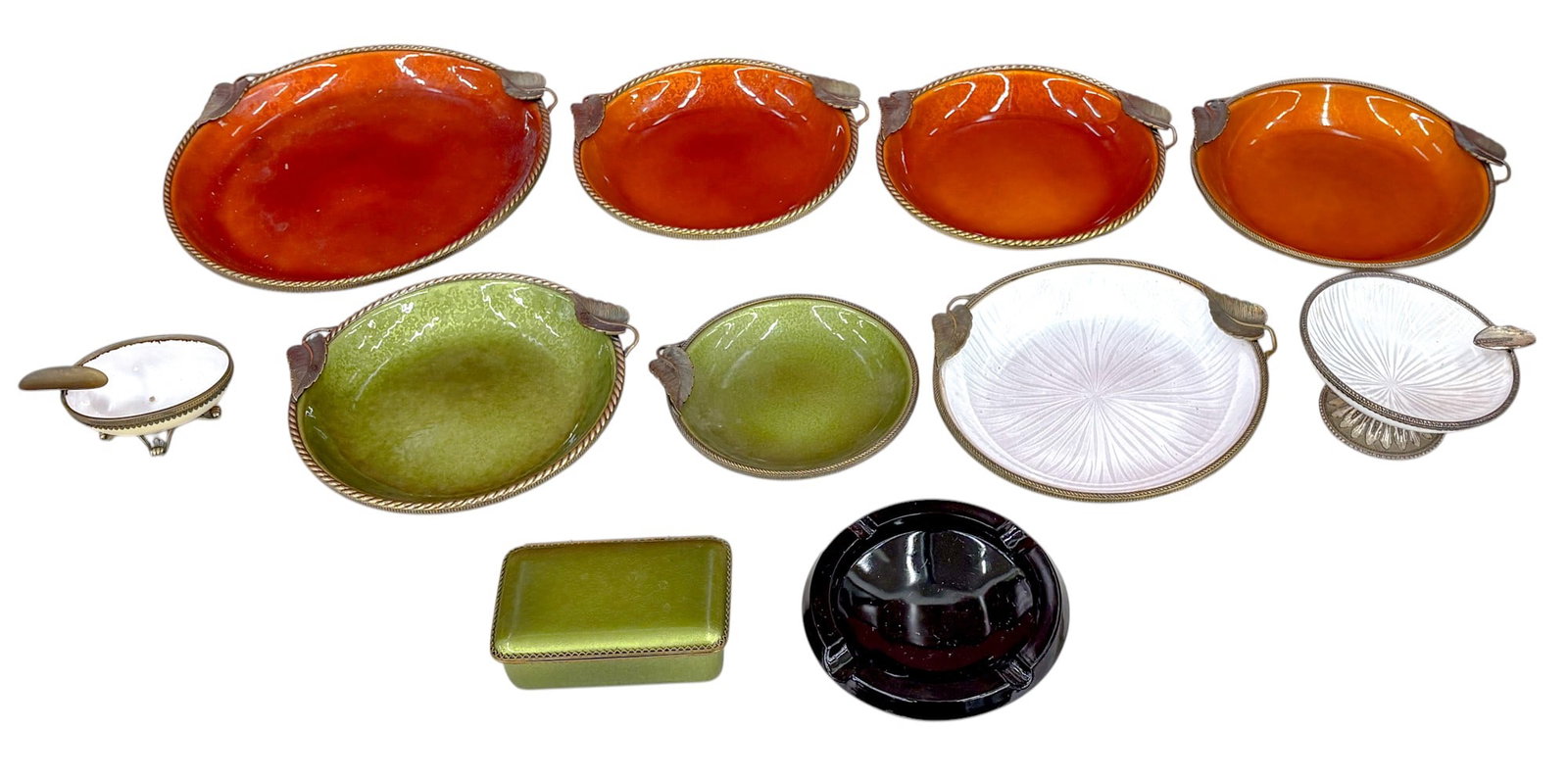 11pc Vintage Evans Enameled Trinket Dishes & Ashtrays etc. (1 of 2)