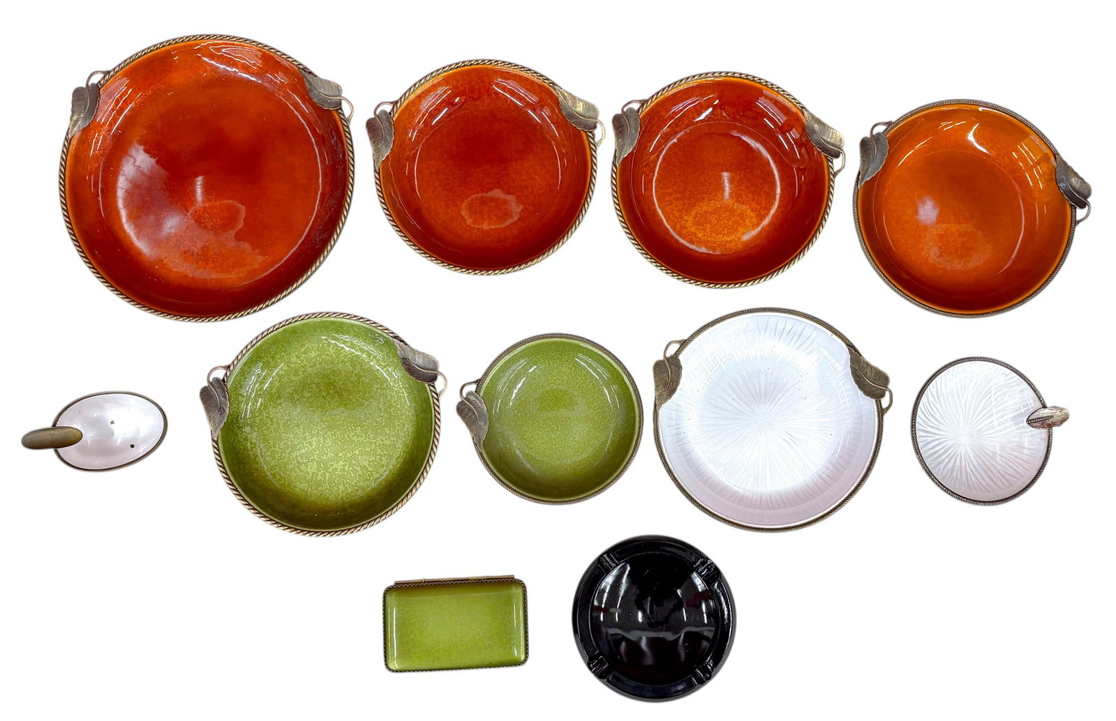 11pc Vintage Evans Enameled Trinket Dishes & Ashtrays etc. - 2