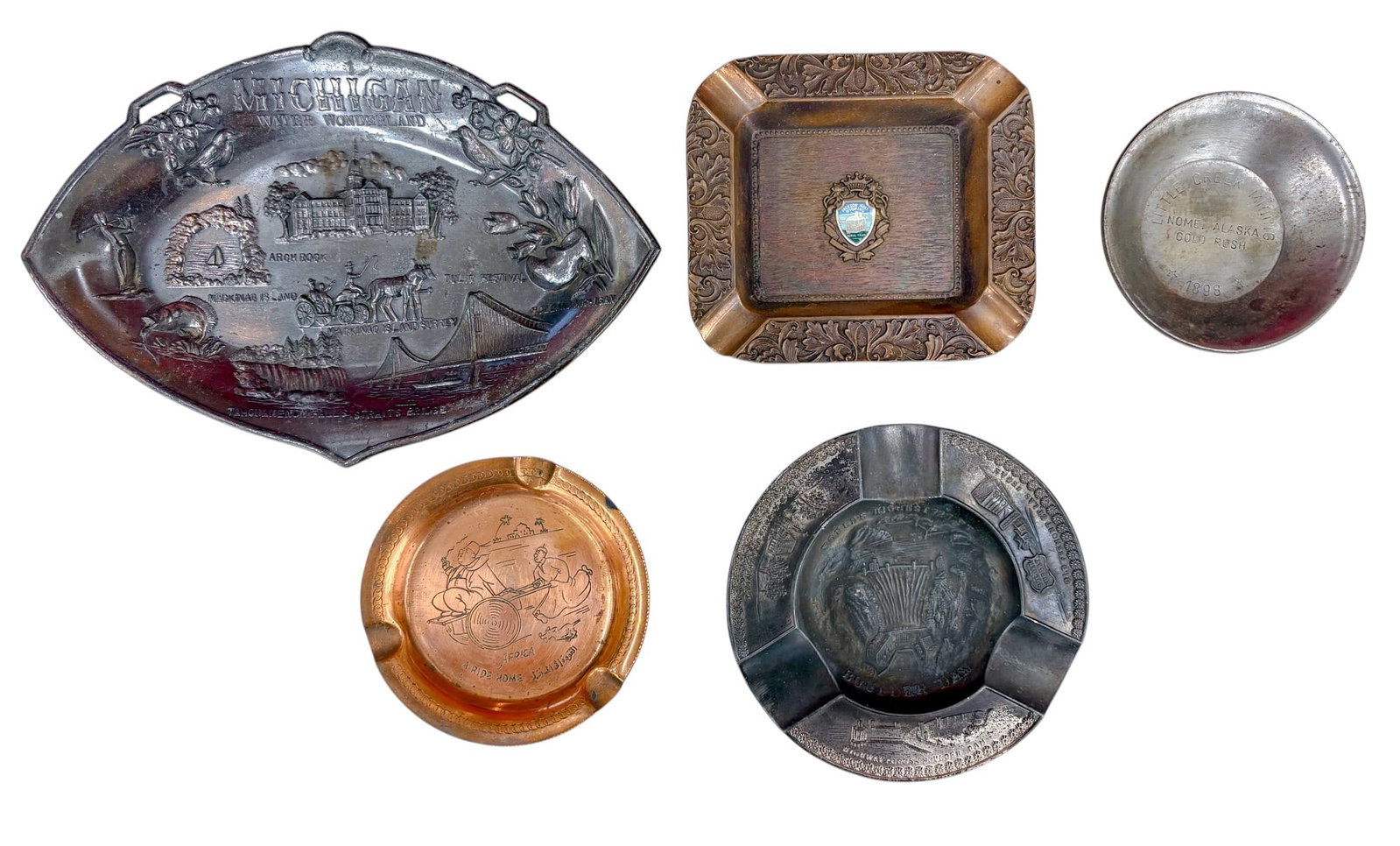 14pc Vintage Metal Location Ashtrays etc. - 5