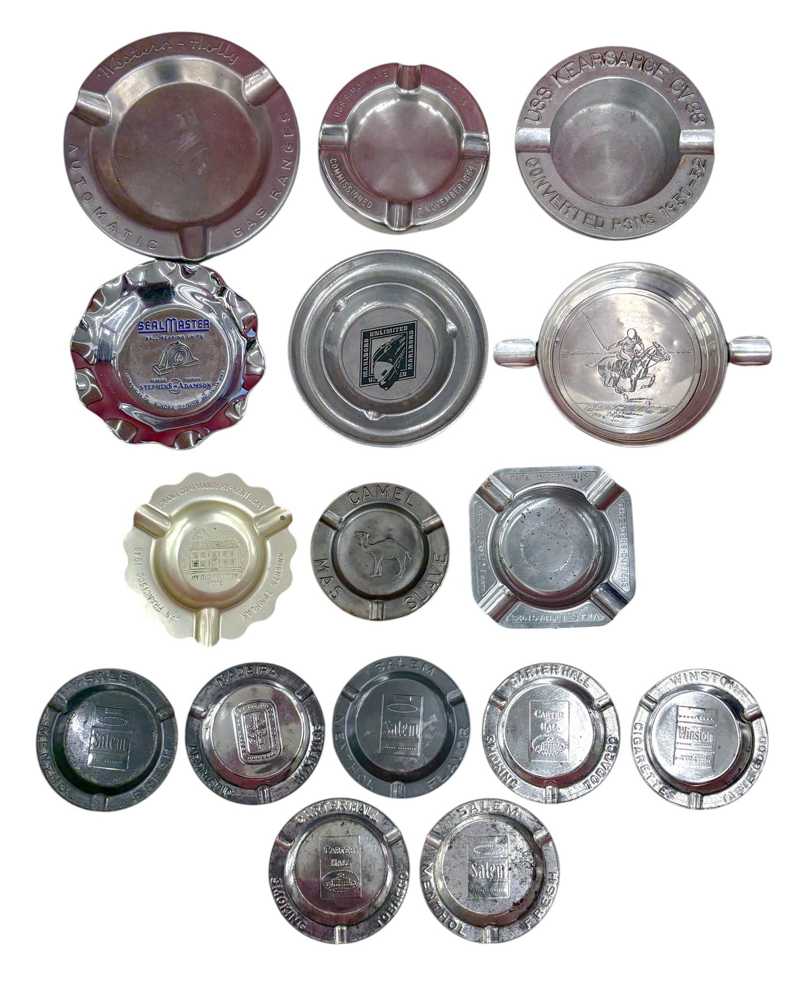 16pc VIntage Metal Advertising Ashtrays etc. (1 of 4)