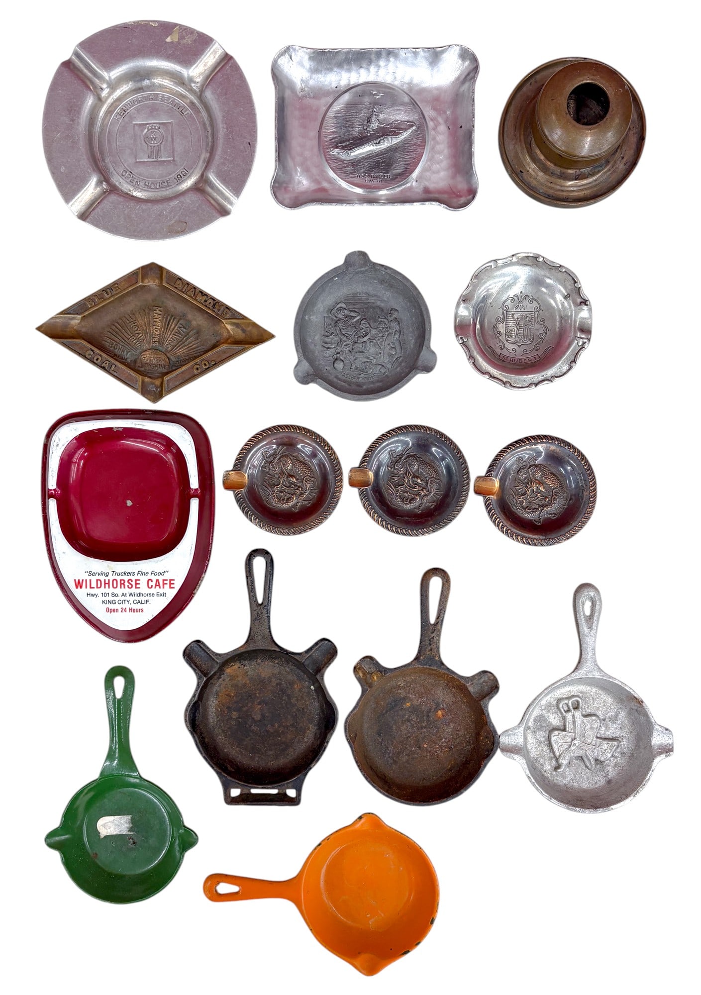 15pc Vintage Metal & Cast Iron Ash Trays etc. (1 of 4)