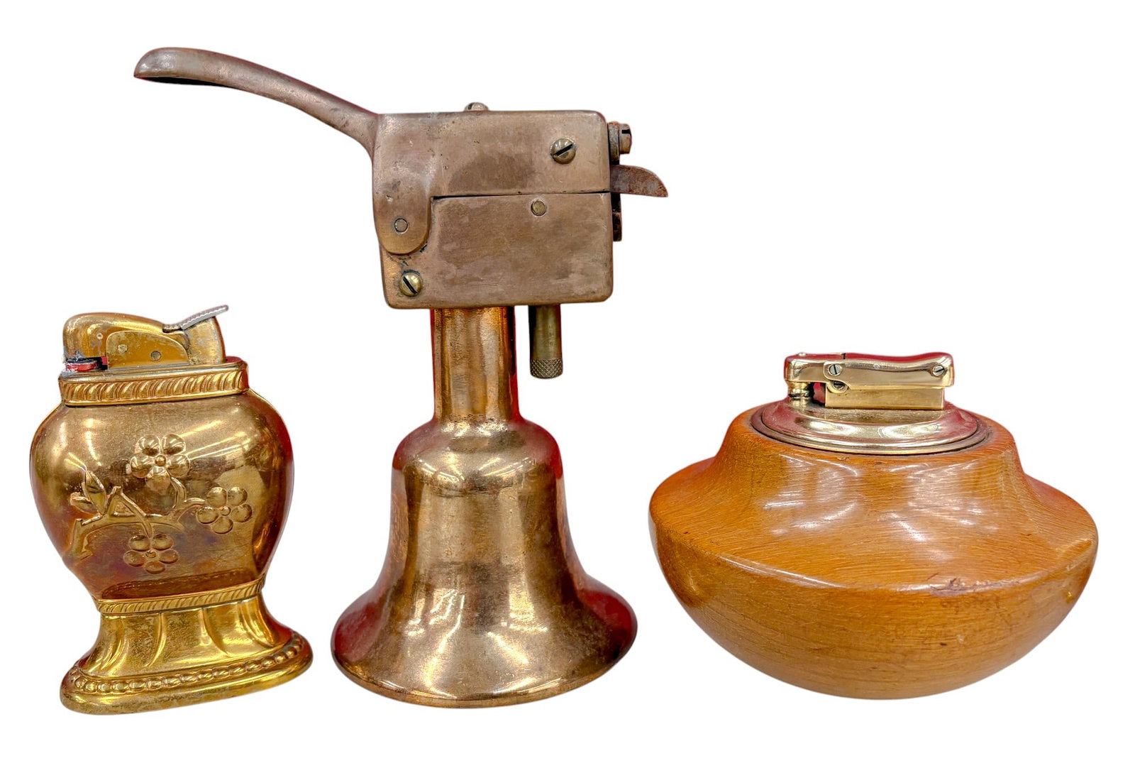 7pc Vintage Copper & Brass Tabletop Lighters etc. - 2