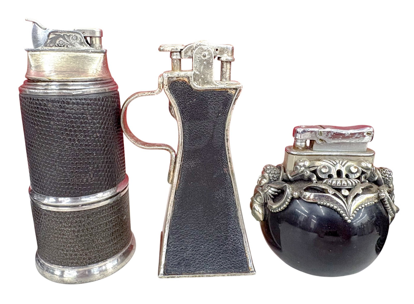 9pc Vintage Silver & Black Tabletop Lighters - 3