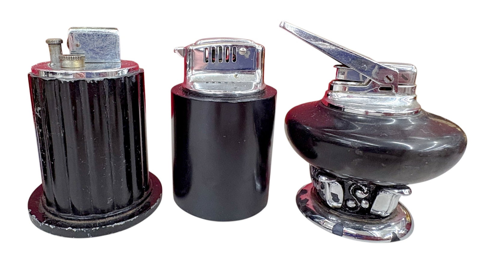 9pc Vintage Silver & Black Tabletop Lighters - 4
