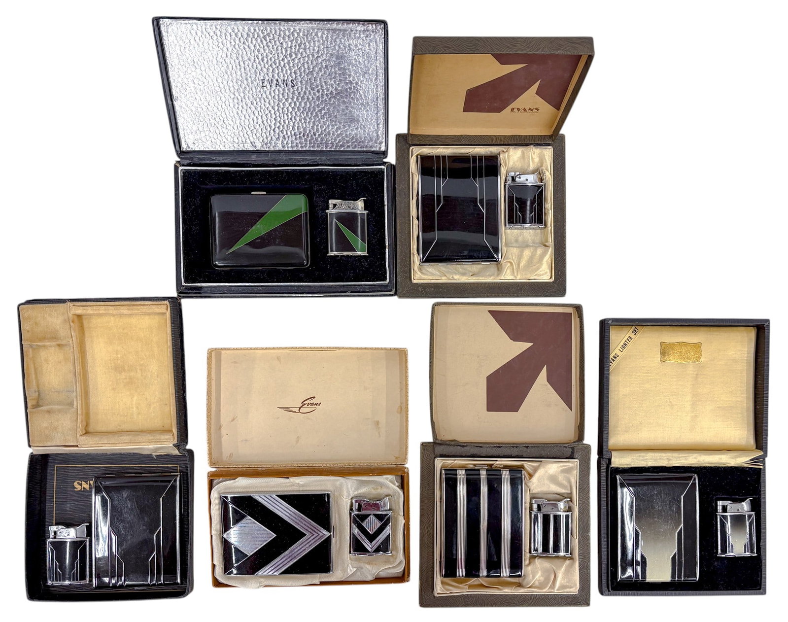 12pc Vintage Evans Lighter & Cigarette Case Sets w Boxes (1 of 1)