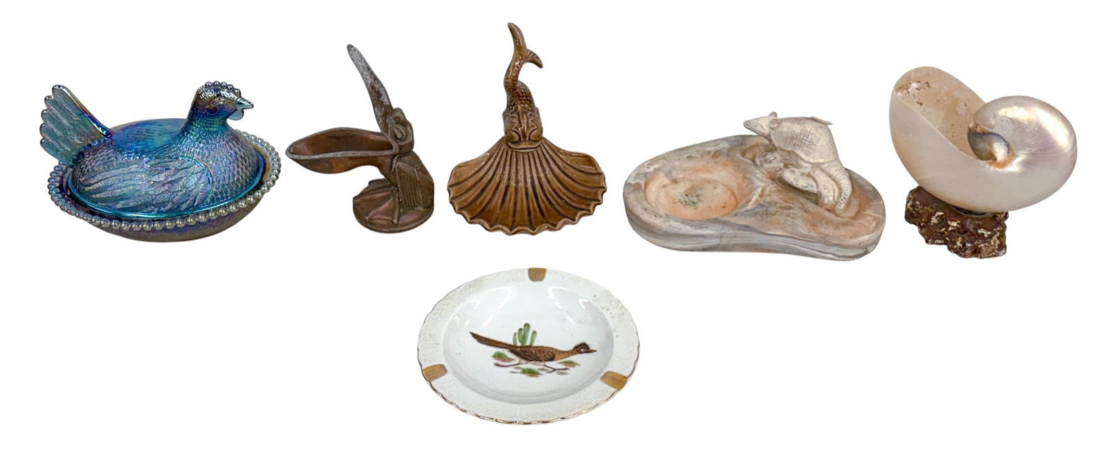 6pc Vintage Animal Ash Trays & Covered Dish etc. (1 of 2)