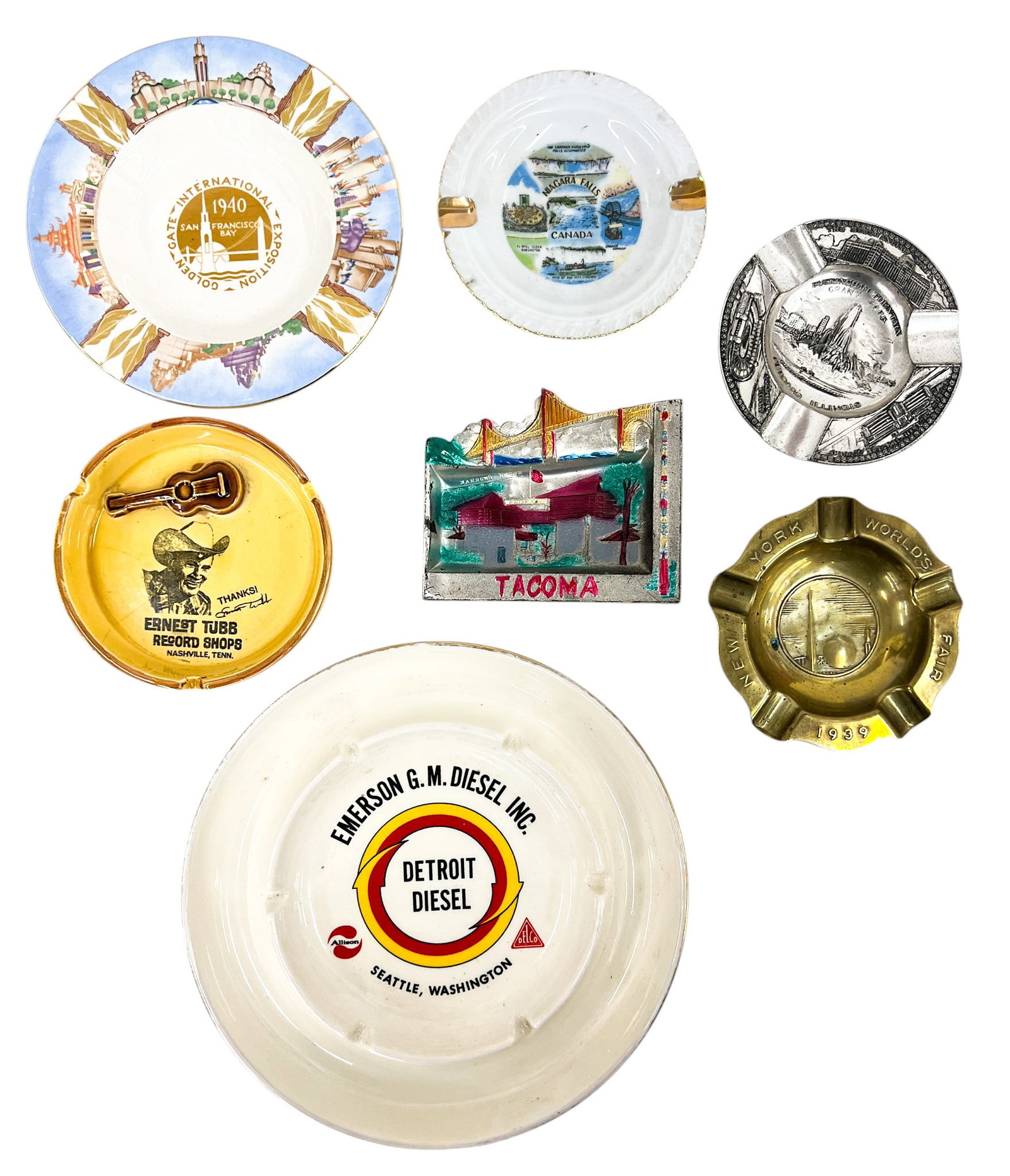 7pc Vintage Advertising & Travel Ash Trays (1 of 1)
