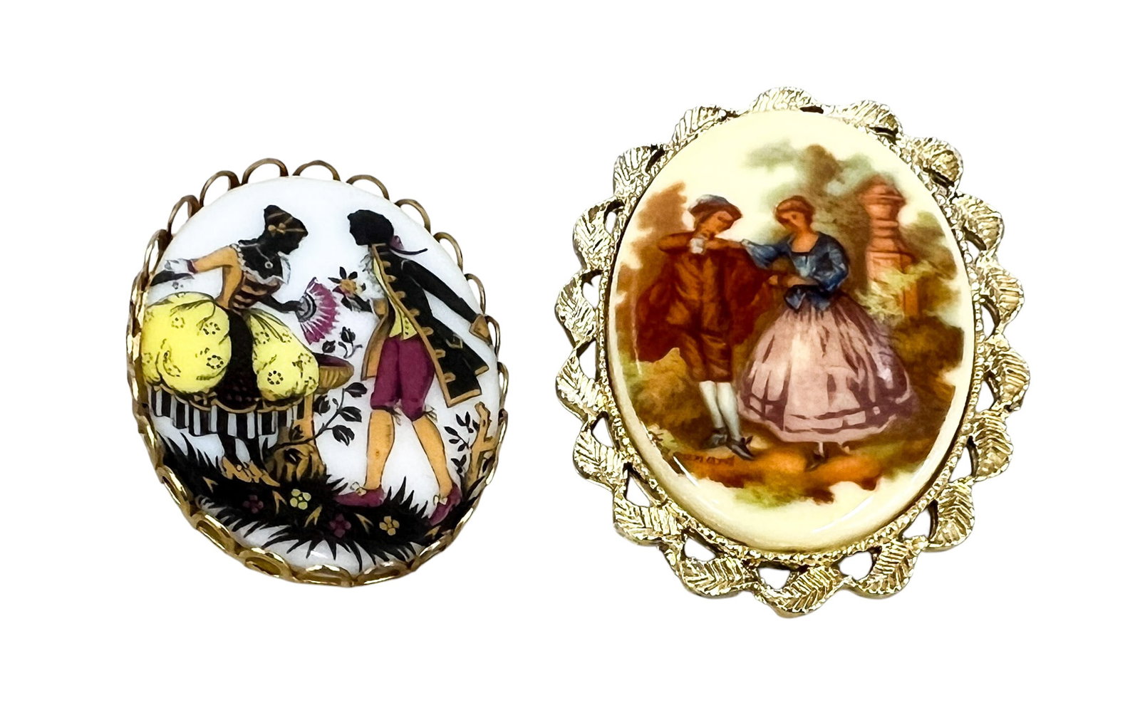 2pc Victorian Style Brooches: 2pc Victorian Style Brooches 2.25"x1.5" Largest