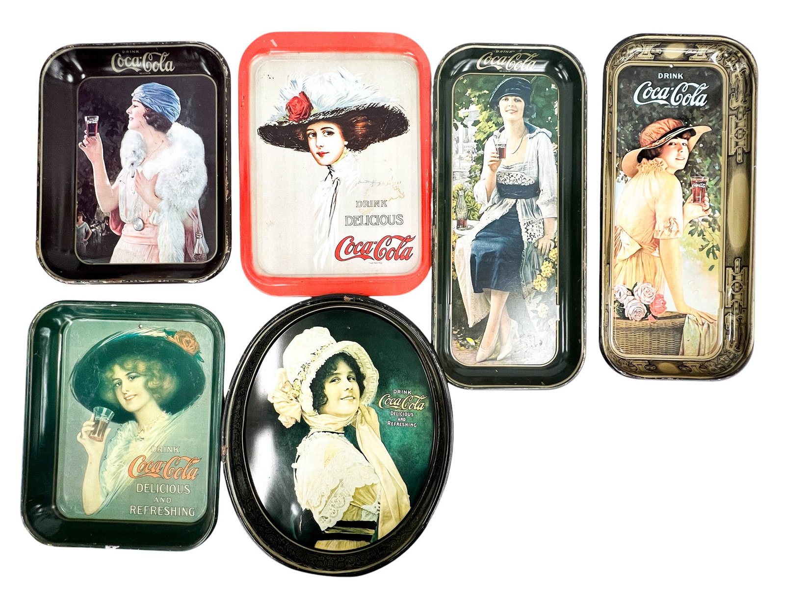 6pc Vintage Coca-Cola Reproduction Advertising Trays (1 of 1)