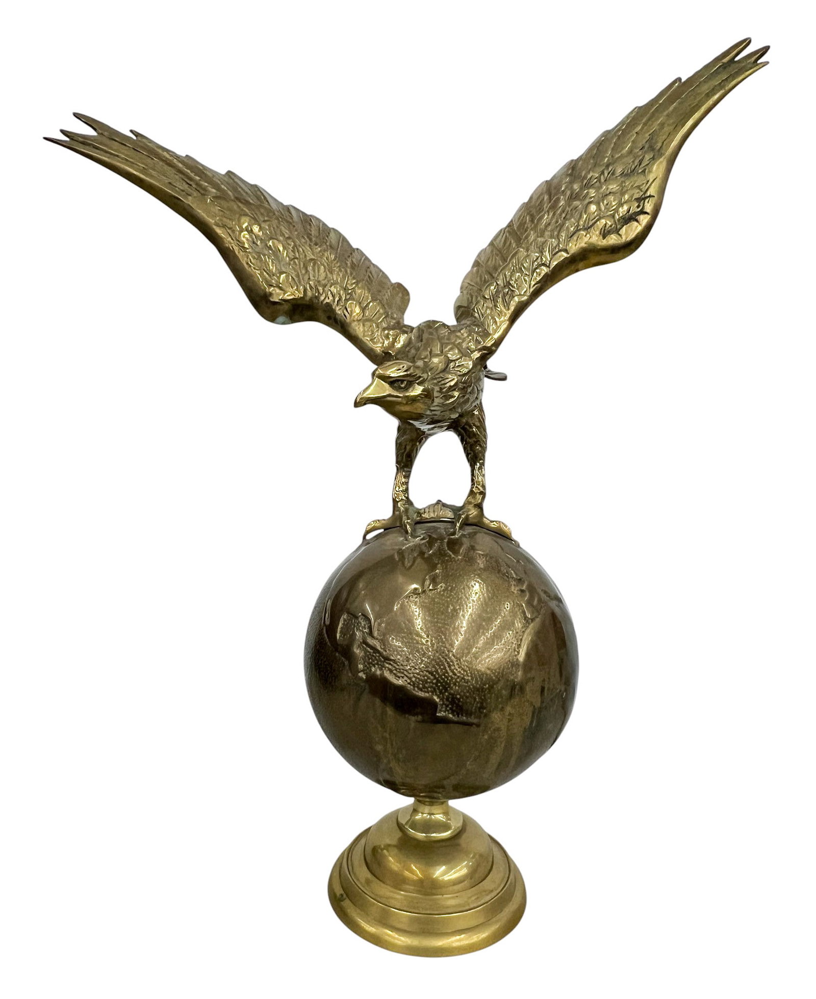 Vintage Brass Eagle on Globe: Vintage Brass Eagle on Globe 25". Overall excellent condition