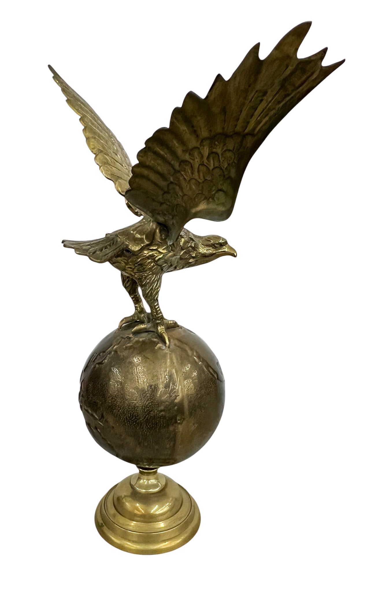 Vintage Brass Eagle on Globe - 2