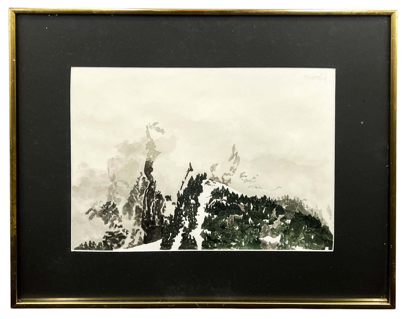Artist Unknown "Snowy Mountain Scene" Watercolor on Paper - 2