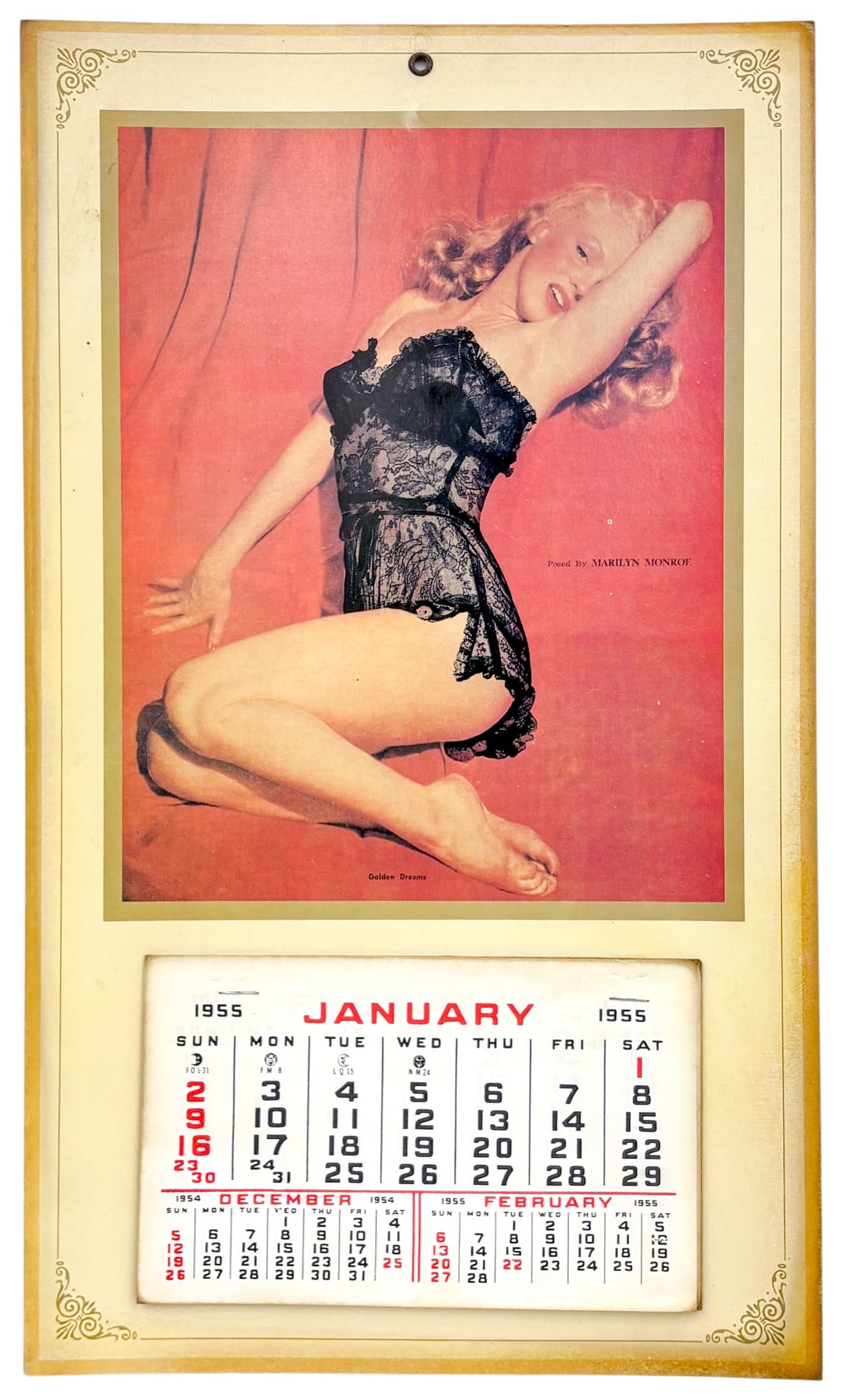 Marilyn Monroe "Golden Dreams" 1955 Calendar: Marilyn Monroe "Golden Dreams" 1955 Calendar 17"x10" loose. Includes all calendar month pages.