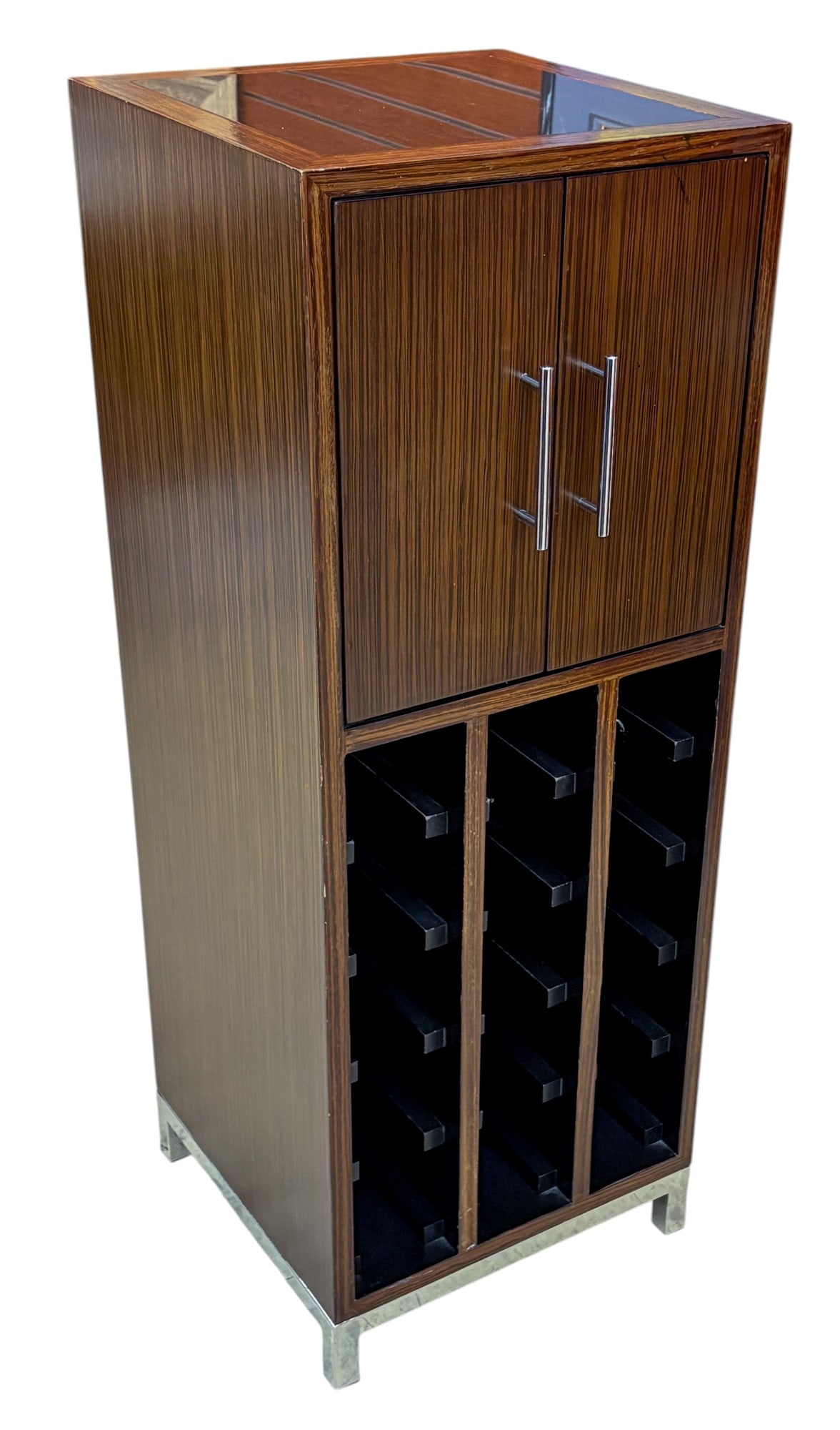 Wood Veneer Wine Cabinet with Marble Top - 2