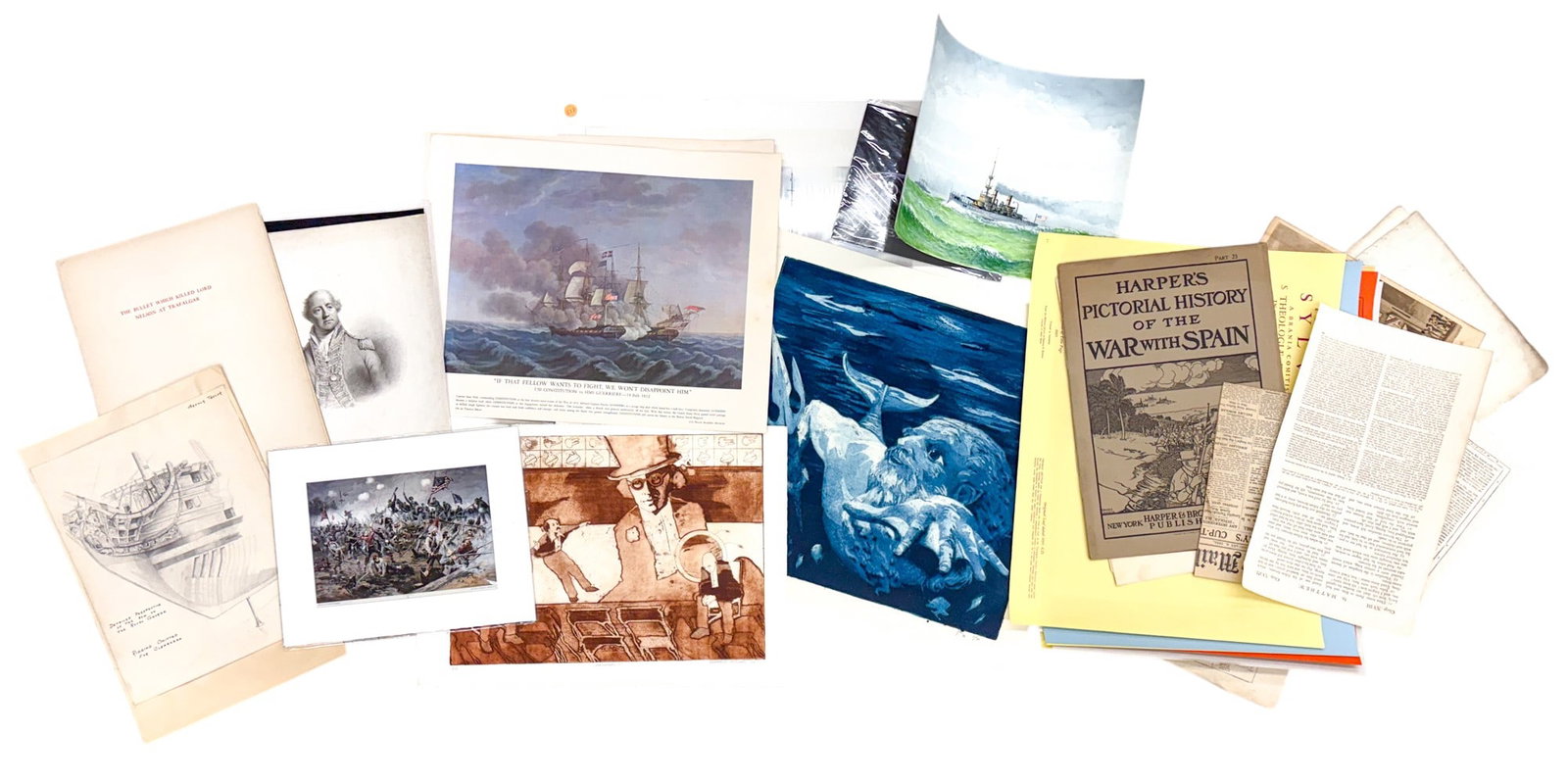 32pc Admiral Nelson Etchings, Lithographs, etc.: 32pc Admiral Nelson Etchings, Lithographs, etc. 20"x24" loose largest. Condition varies.