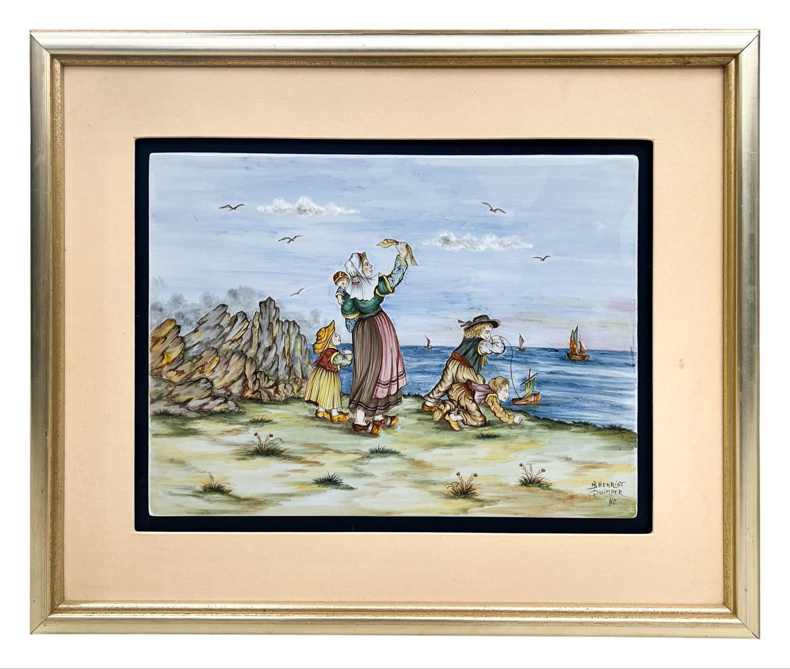 Henriot Faience Quimper Pottery "Bluff Gardens" 1994 Porcelain Tile - 2
