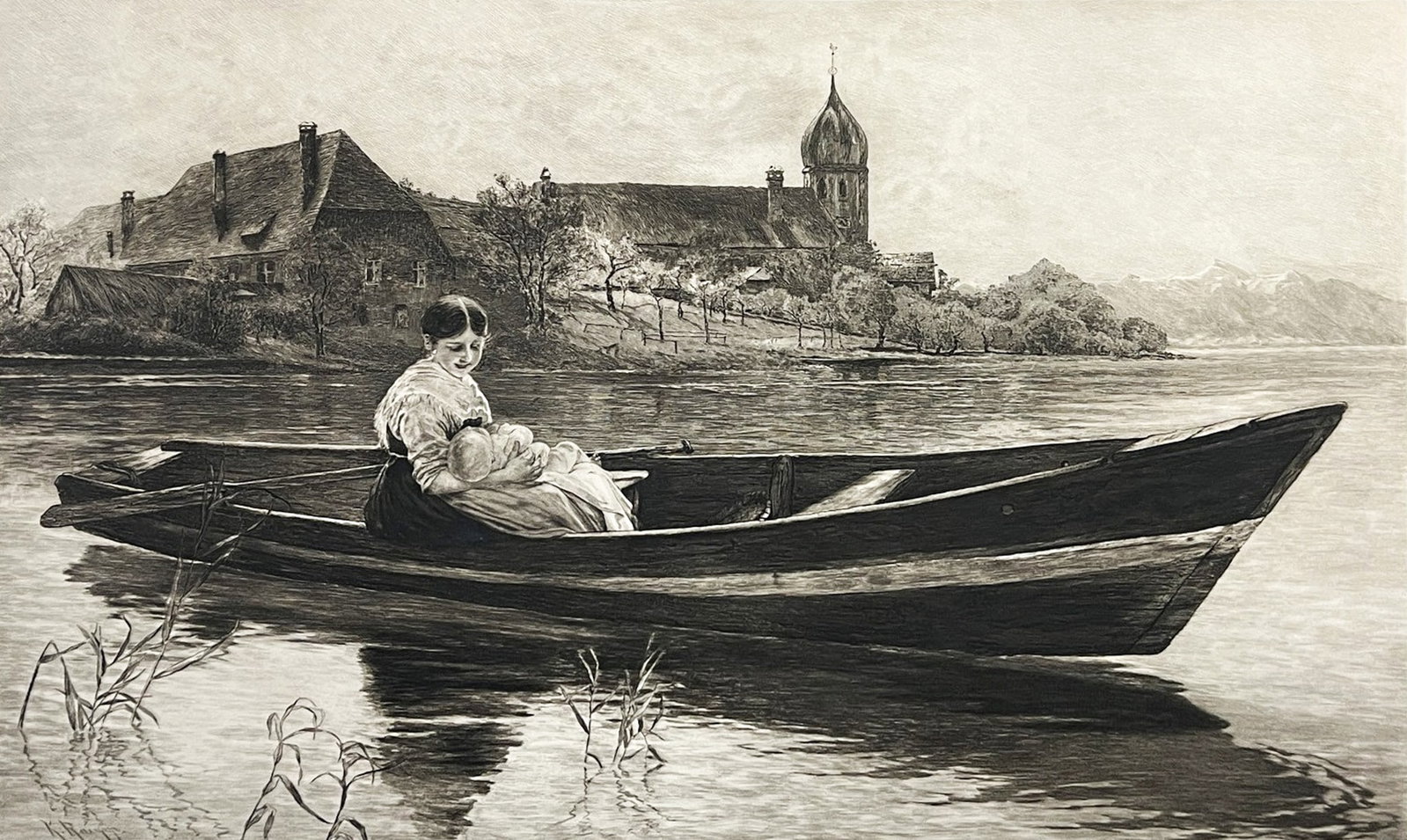 Karl Raupp "Sonntag am Chiemsee" Etching on Paper (1 of 1)
