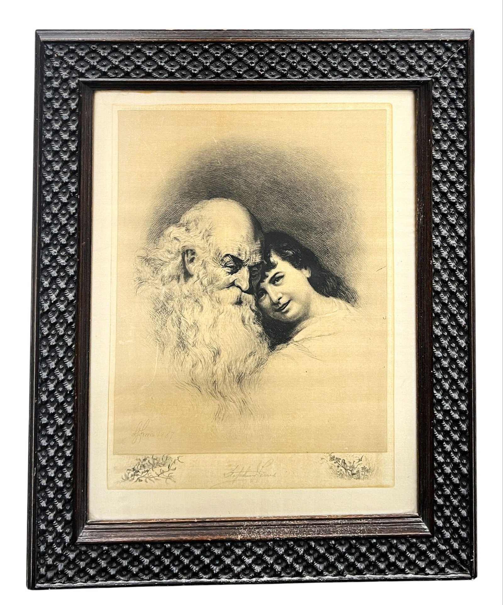 Stephen James Ferris "Grandfather and Child" Etching on Silk - 2
