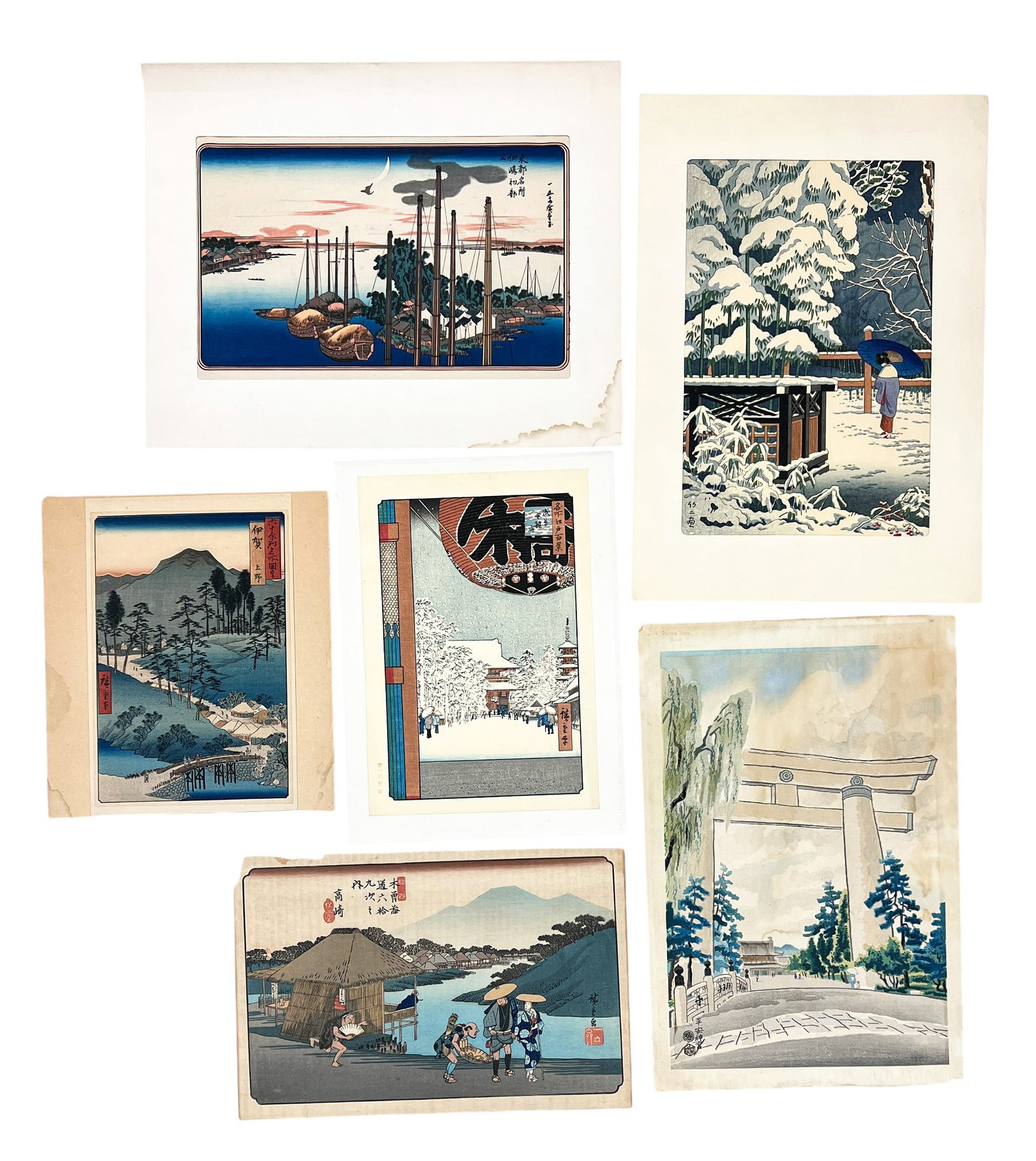 6pc Japanese Woodblock Prints (1 of 1)