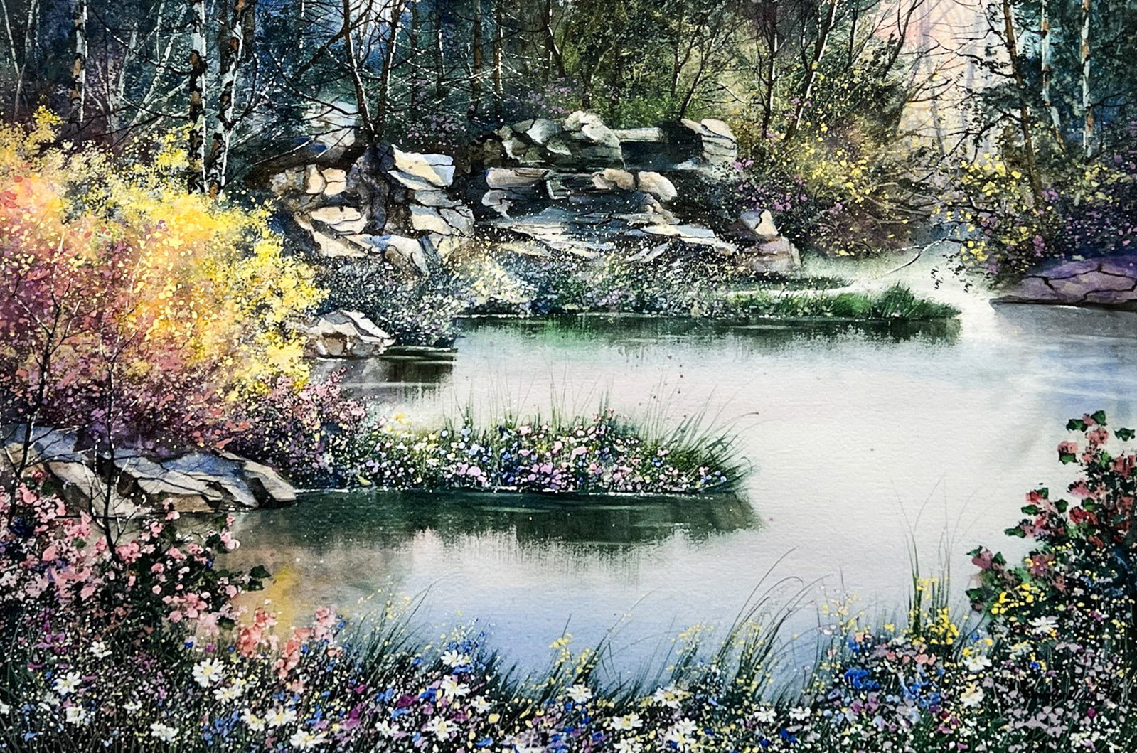 Diane Anderson "Fantastic Bloom" 1990 Watercolor on Paper: Diane Anderson (20th Cent. Kentucky) "Fantastic Bloom" 1990 Watercolor on Paper 22"x29" Image 30.5"x39" Framed. Signed lower right. Excellent condition, not examined outside of framing.