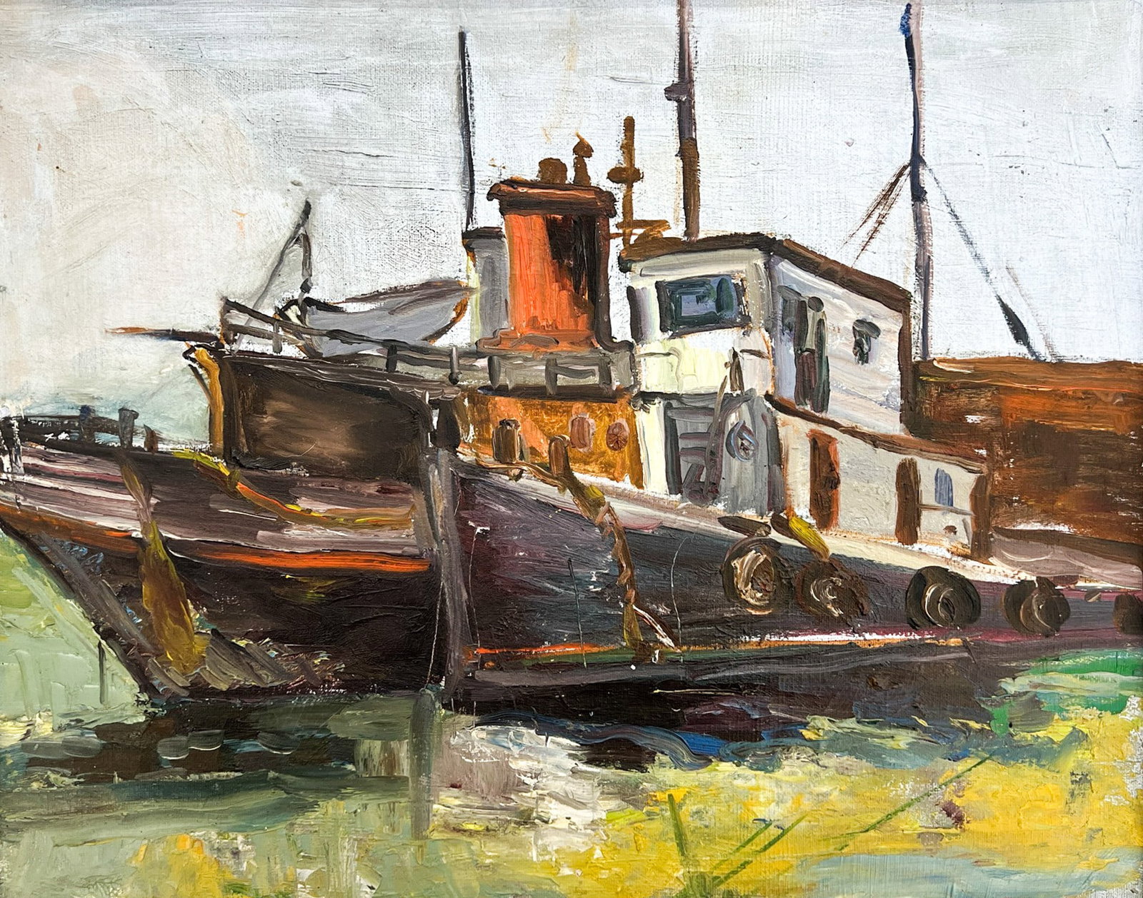 Marjorie Bonath "Boats in the Water" Oil on Canvas (1 of 1)