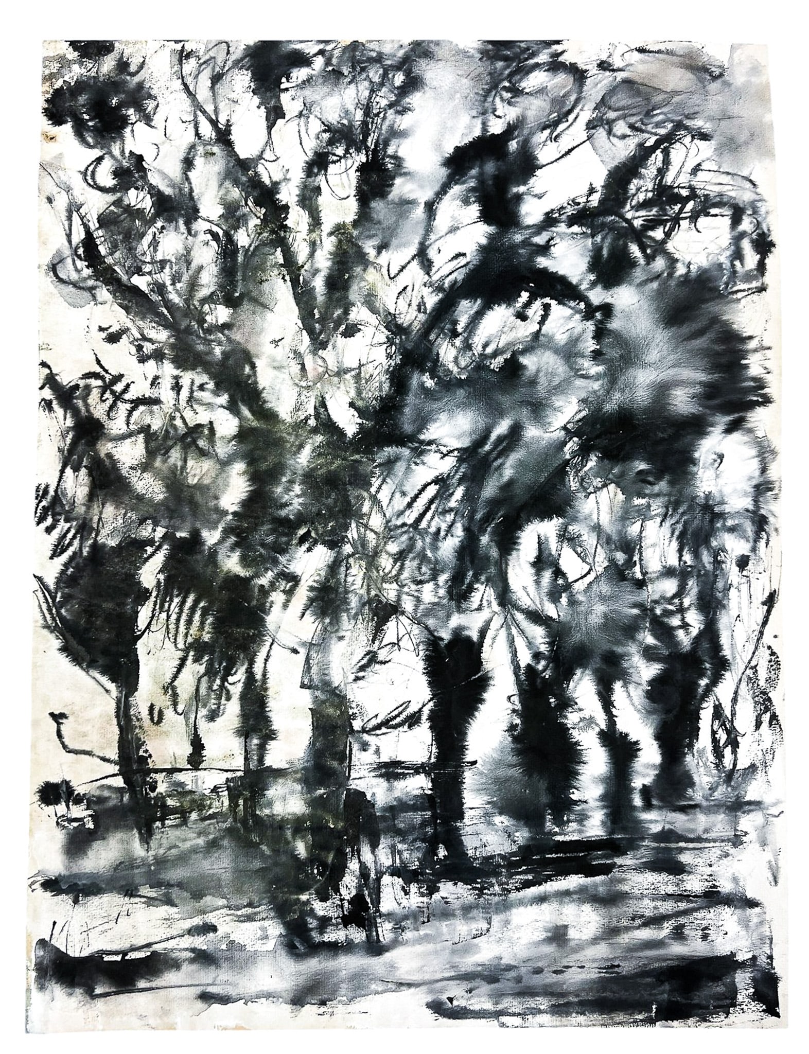Windsor Utley "Black Trees" Acrylic on Paper - 2