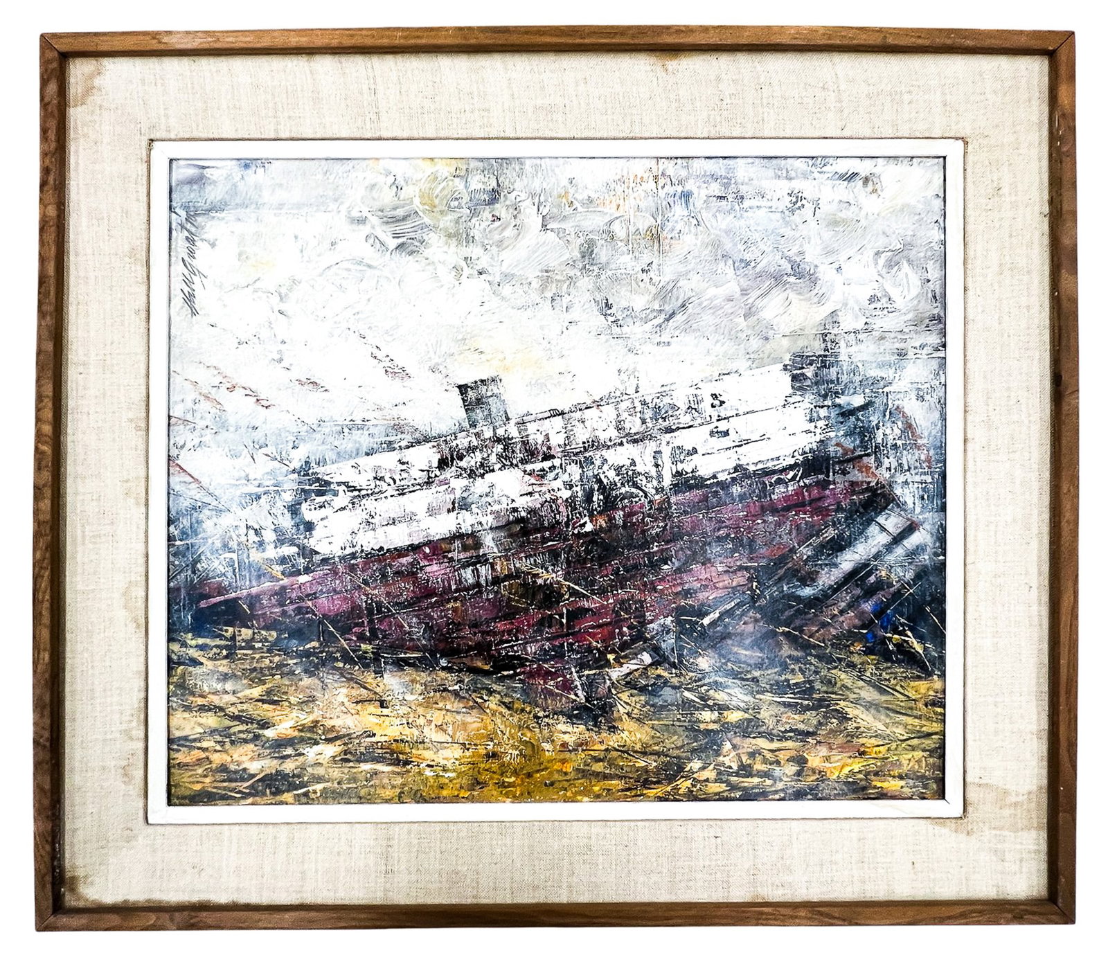 Hall Groat Sr. "Sinking Ship" 1970 Oil on Board - 2