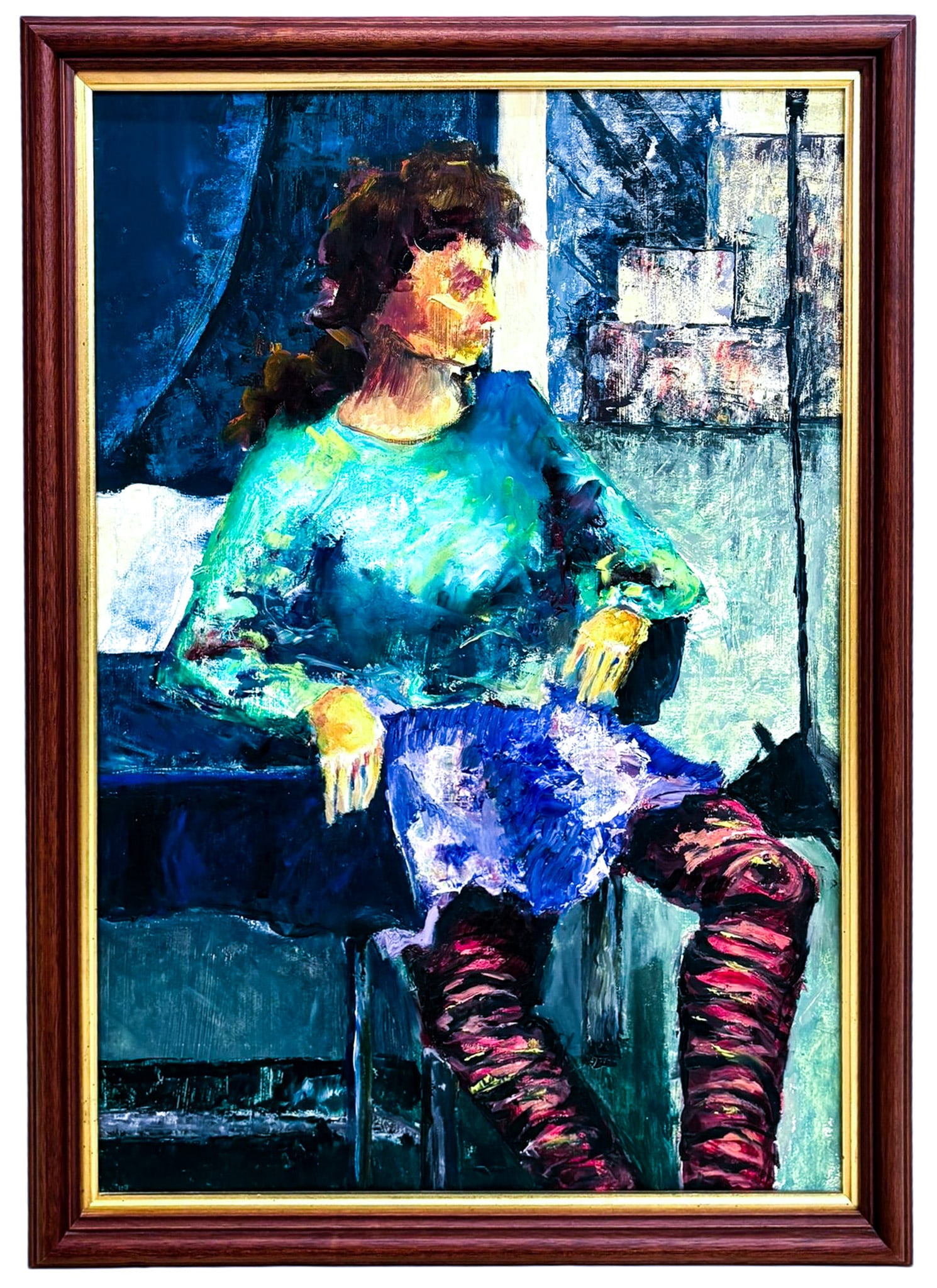 Artist Unknown "Seated Girl" Oil on Board - 2