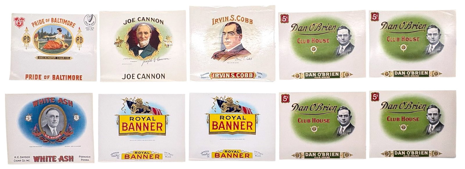 10pc Unused Cigar Labels: 10pc Unused Cigar Labels.7.5"x8.25" largest