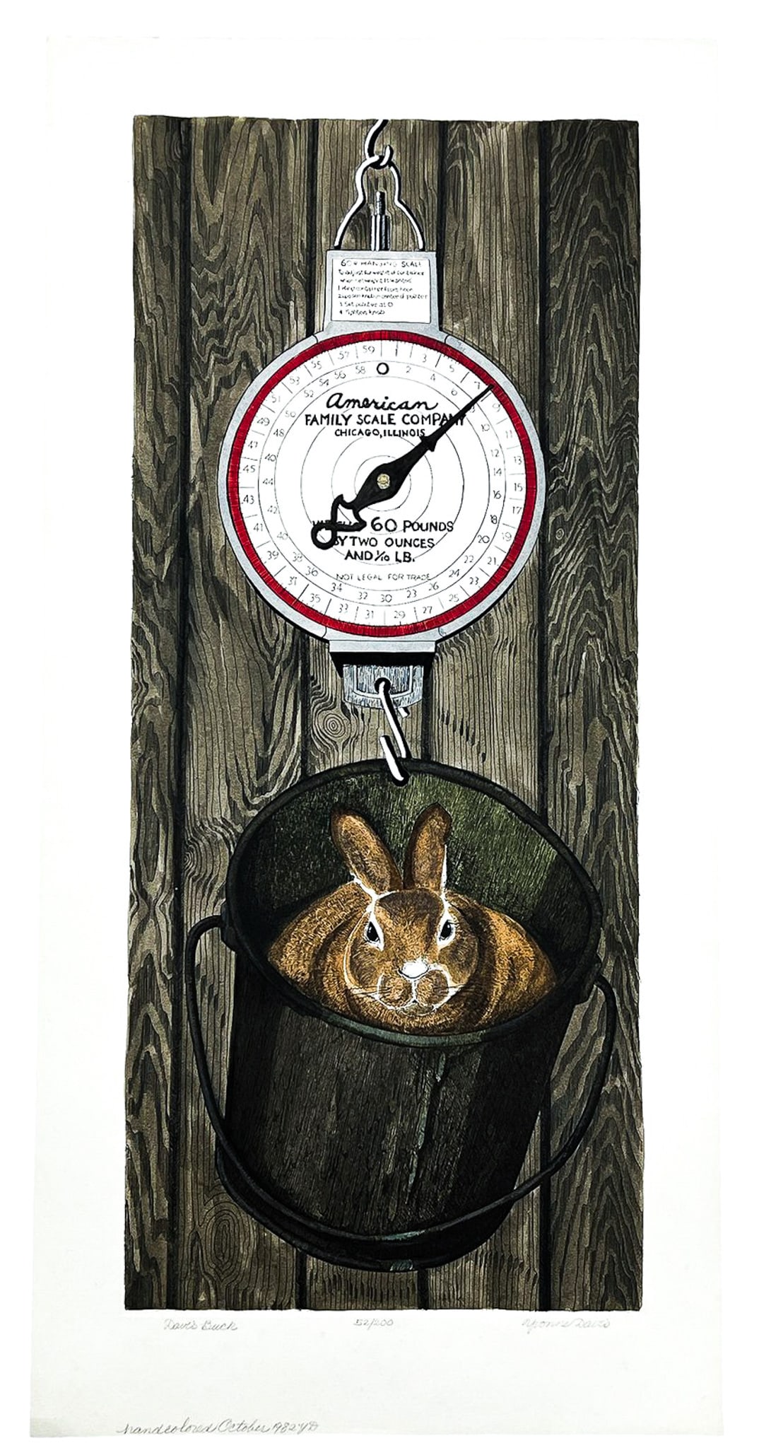Yvonne Davis ''Dave's Buck'' 1982 Hand Colored Etching - 2