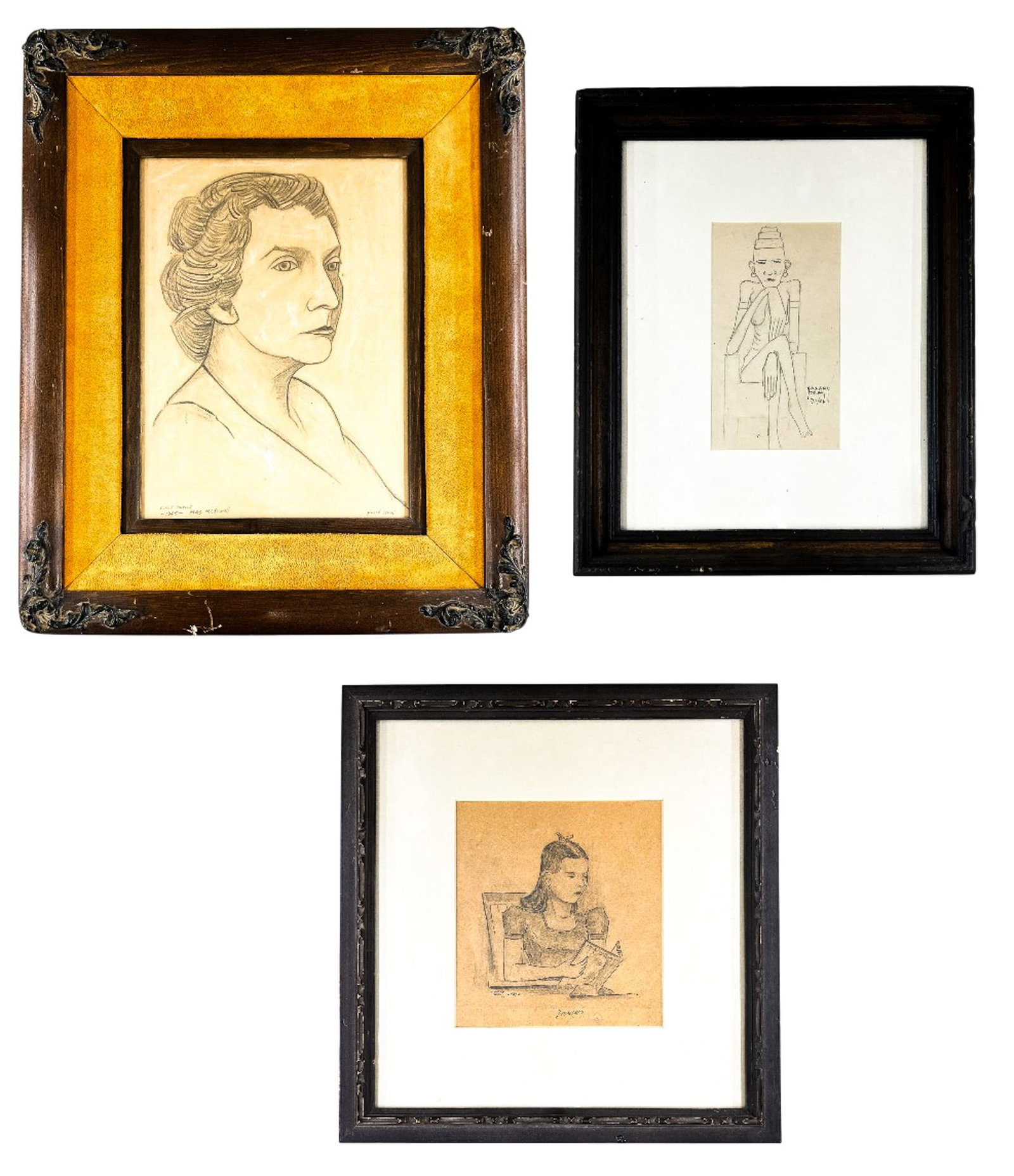 3pc Howard Sewall Graphite on Paper: 3pc Howard Sewall (1899-1975 Oregon) Graphite on Paper 16"x14" Largest Framed. Each signed Excellent condition, not examined outside of framing.
