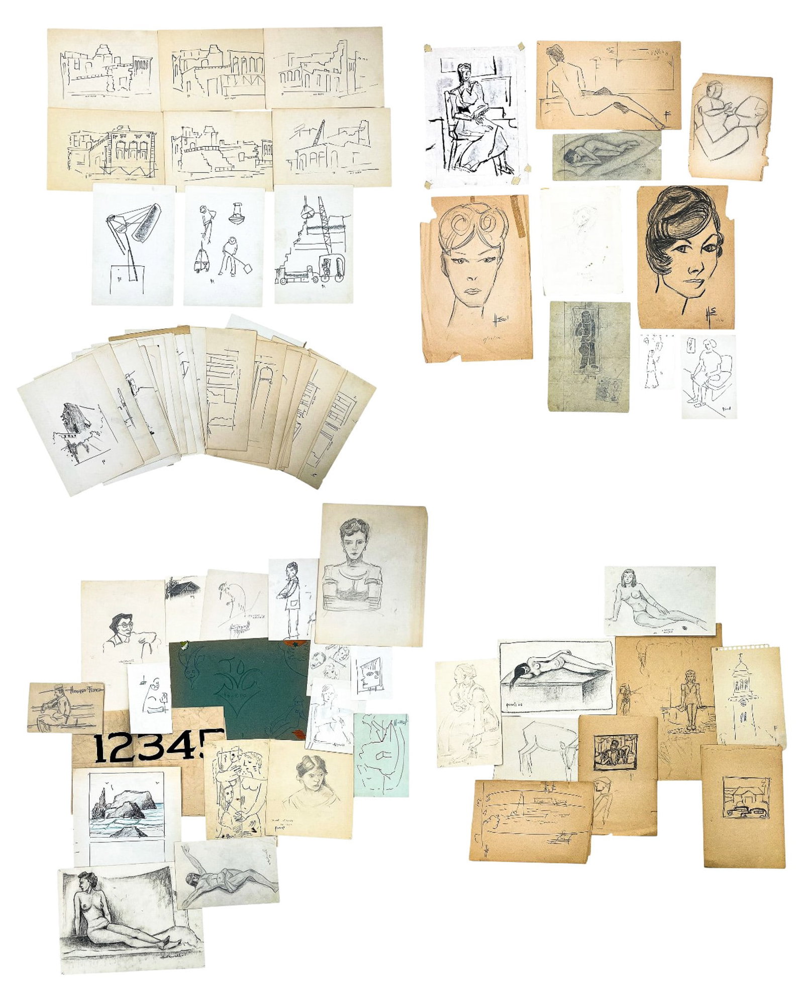 70pc Howard Sewall Ink & Graphite Sketches (1 of 1)