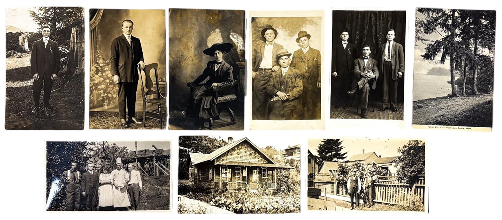 9pc Assorted Antique Photography Postcards (1 of 1)