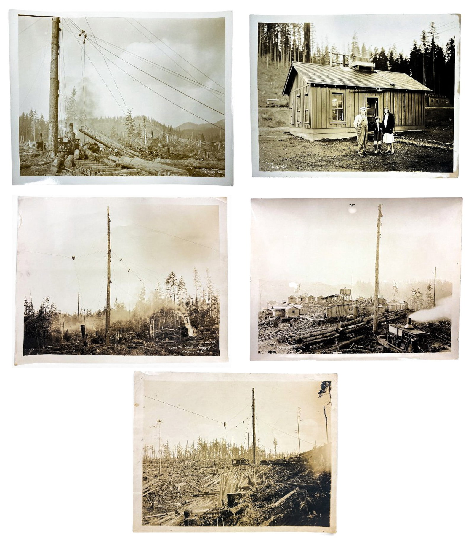 5pc Clark Kinsey Photographs: 5pc Clark Kinsey (1877-1956 Washington) Photographs 11"x14" Sheet Each. Loose, unframed. All are signed. Condition varies but overall very good.