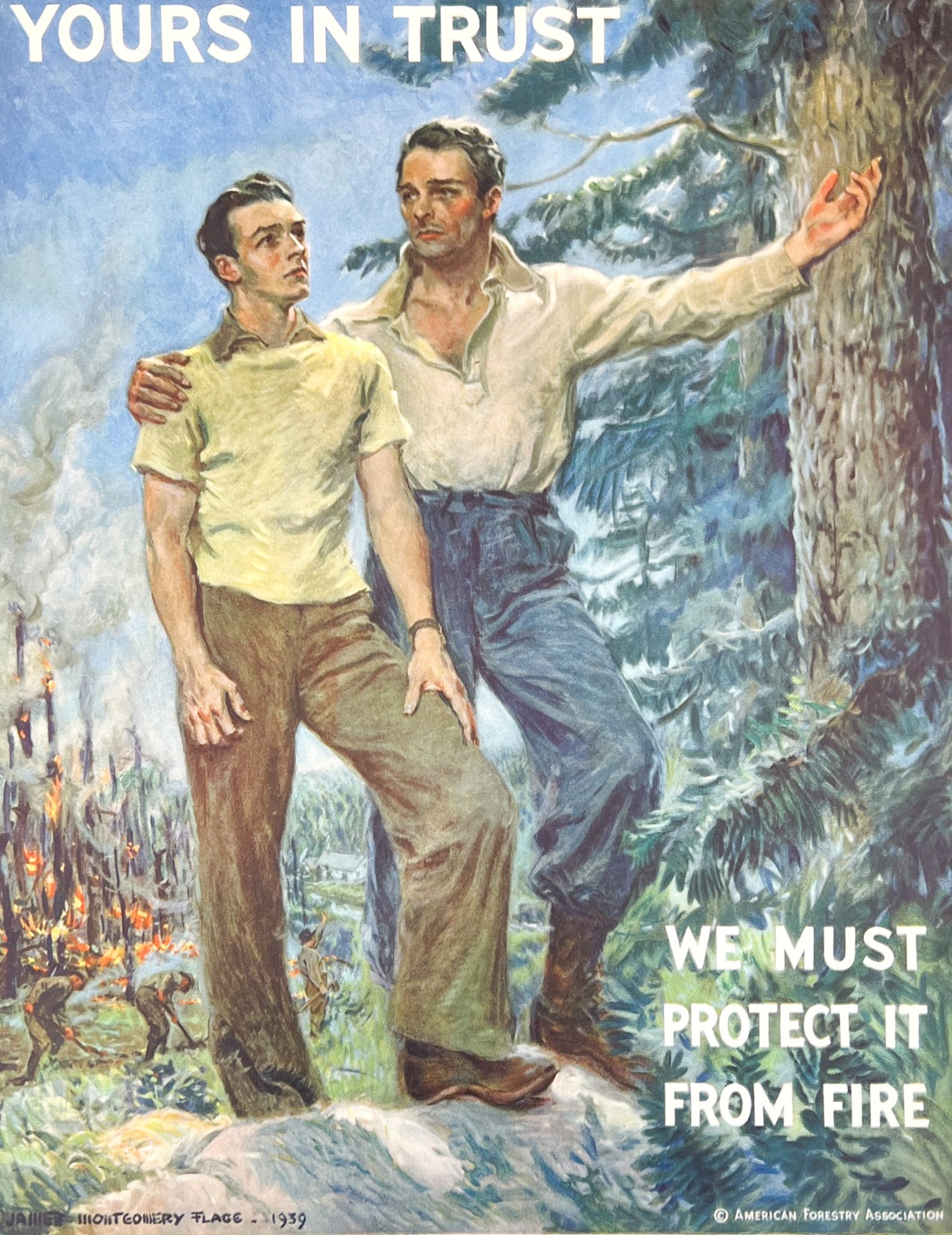 James Montgomery Flagg 1939 "Yours in Trust" Fire Prevention Poster (1 of 1)