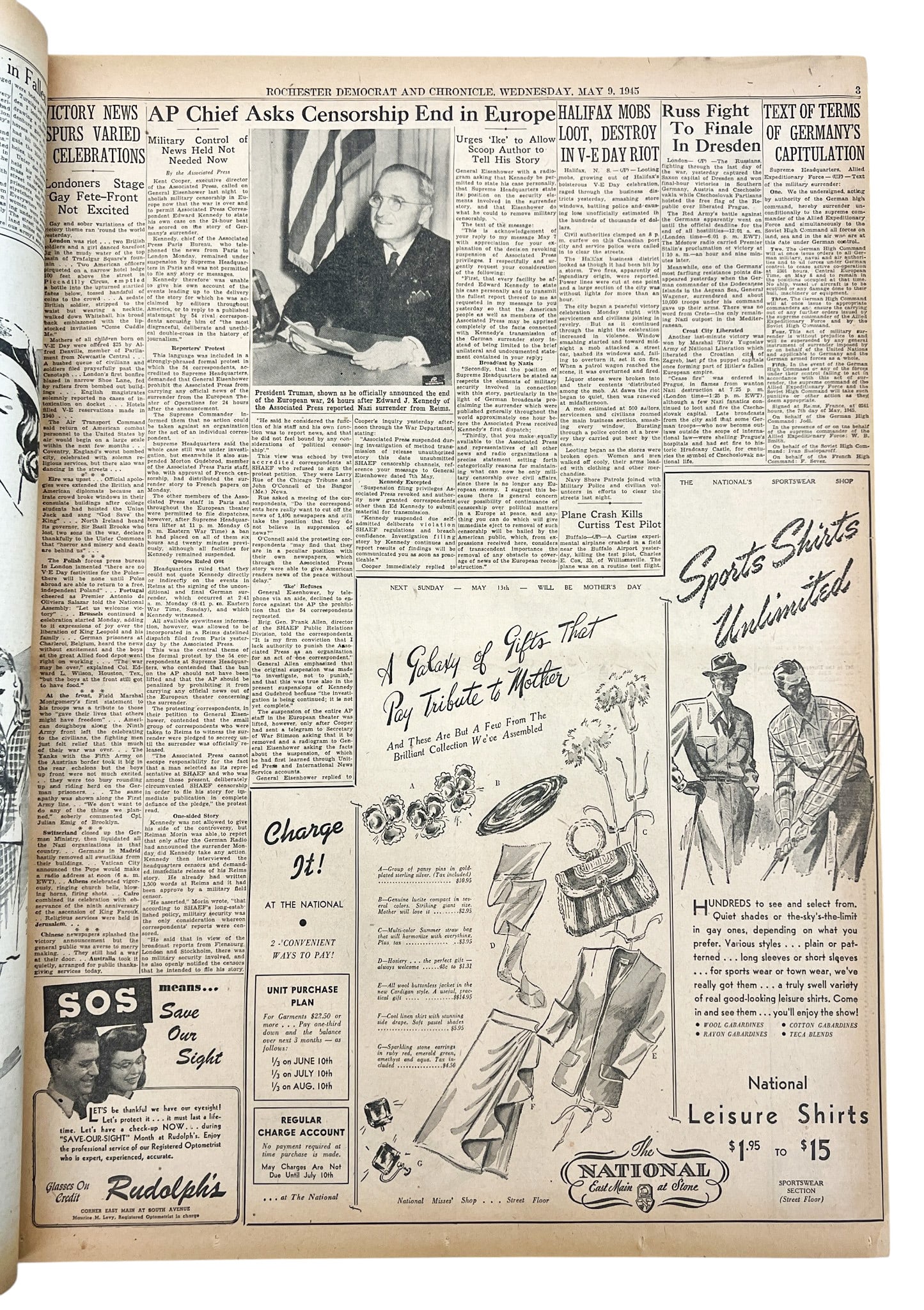 2pc Rochester Democrat & Chronicle Jan. 1933 & May 1945 Bound Volume Newspaper Sets - 2