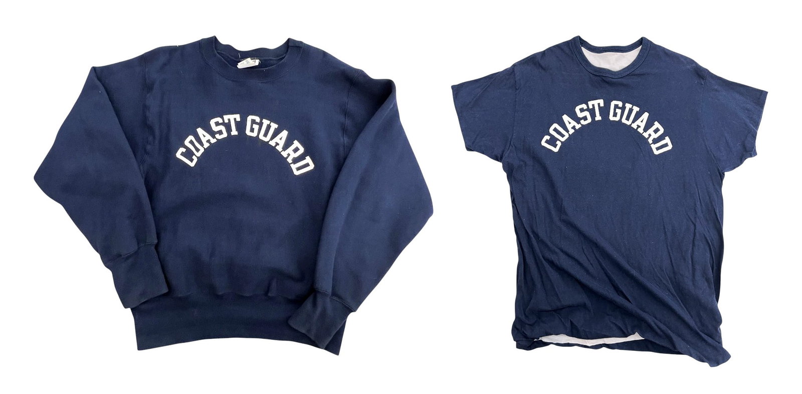 2pc Champion Reverse Weave Coast Guard Short & Long Sleeve Sweatshirts: 2pc Champion Reverse Weave Coast Guard Short Sleeve & Long Sleeve Sweatshirts. Short Sleeve is Extra Large & Long Sleeve is Medium.