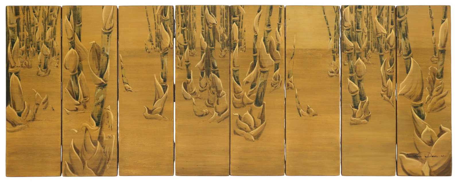 Olin Dows "Bamboo" (Painted Screen) 1961 Acrylic on Panel (1 of 2)