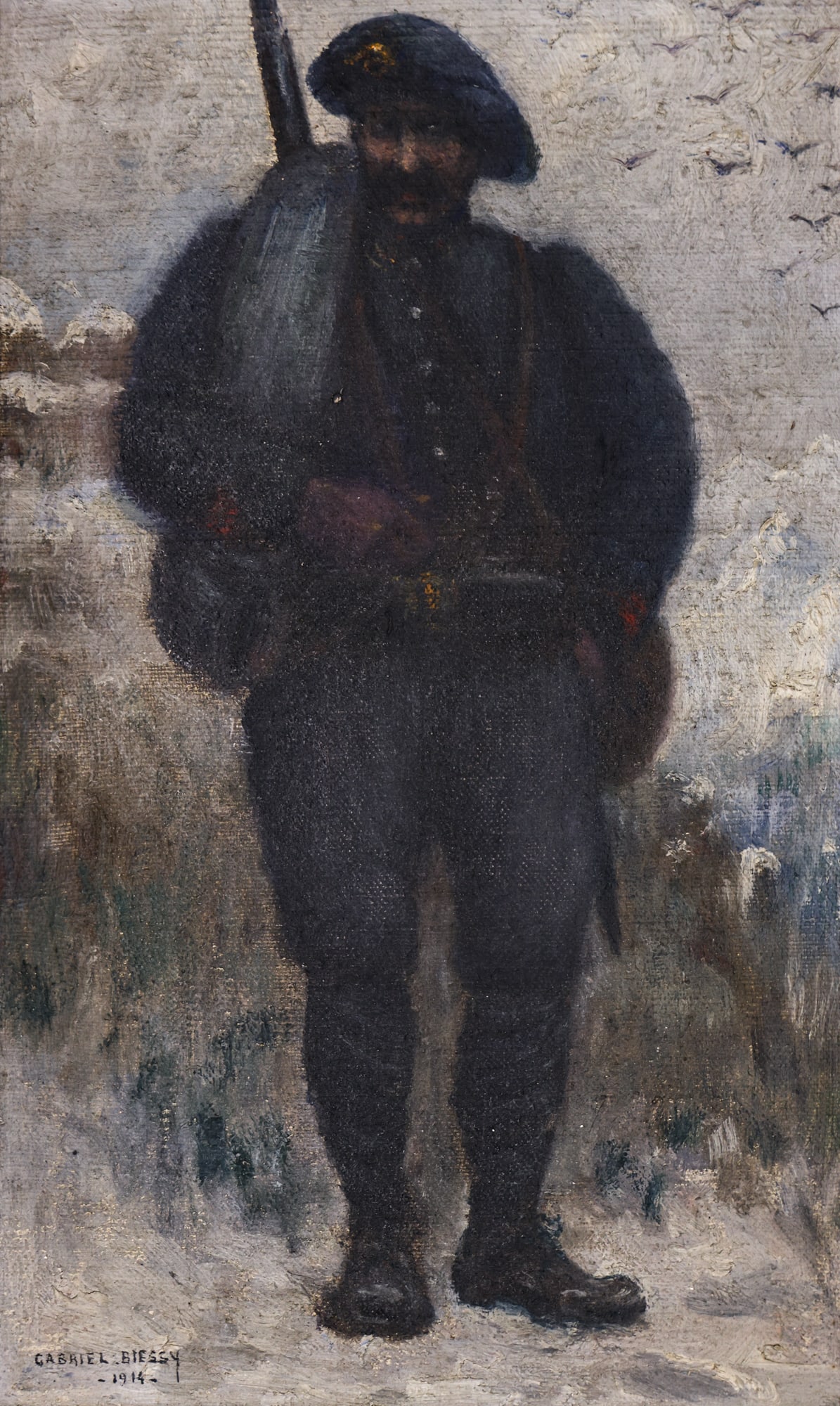 Gabriel Biessy "French Soldier" 1914 Oil on Board (1 of 2)