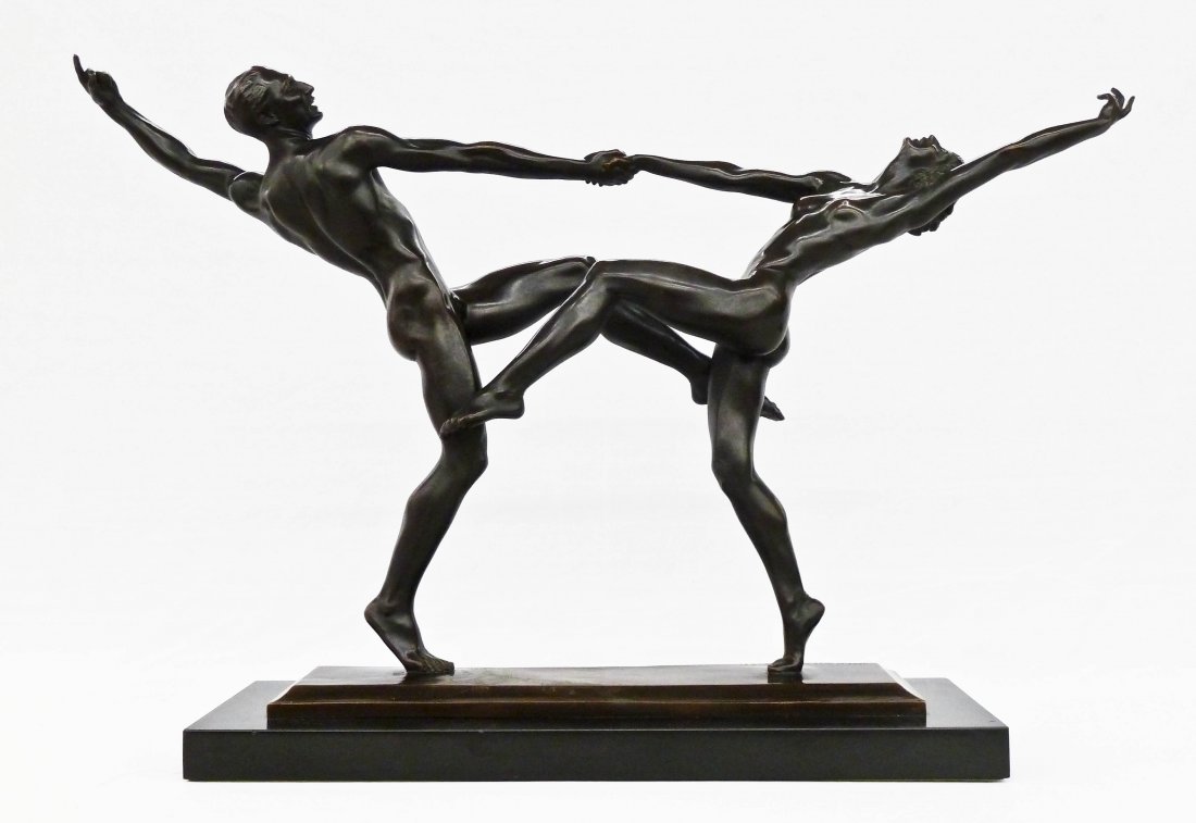 Harriet Whitney Fishmuth (1880-1980 New York) ''The: Harriet Whitney Fishmuth (1880-1980 New York) ''The Dancers'' or ''Pas de Deux'' 1921 Bronze Sculpture 17''x28''x7''. Depicts male and female nude dancing figures. ''Gorham Co. Founders QBOS'' foundry