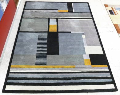 Christopher Farr (Design Within Reach) Bauhaus Design: Christopher Farr (Design Within Reach) Bauhaus Design Geometric Modernist Wool Rug 9'x12'. Titled ''Stolzl Plate'' after a Gunta Stolzl design.